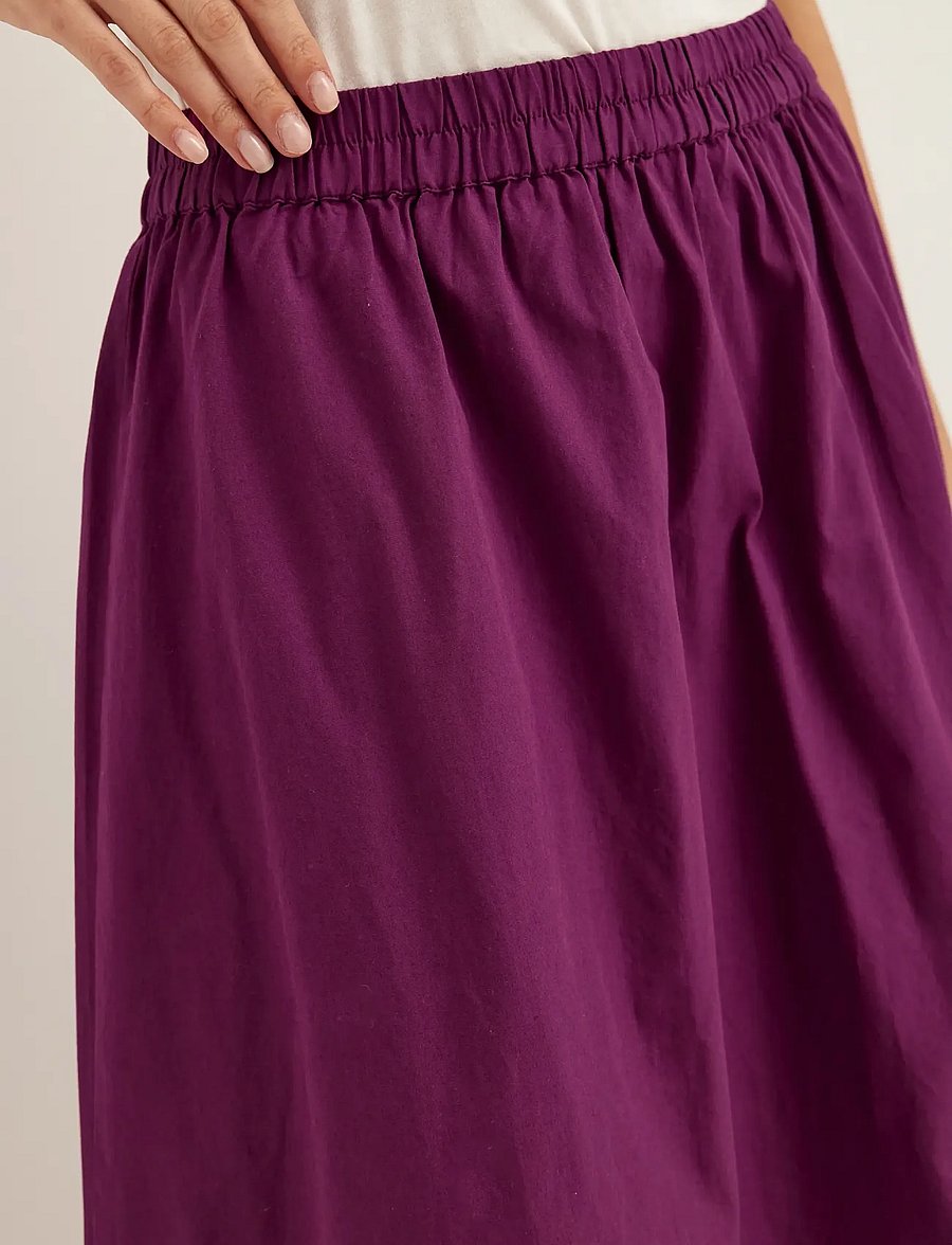 Bubbleroom - Flounce Detail Cotton Skirt - maksiseelikud - dark plum - 5