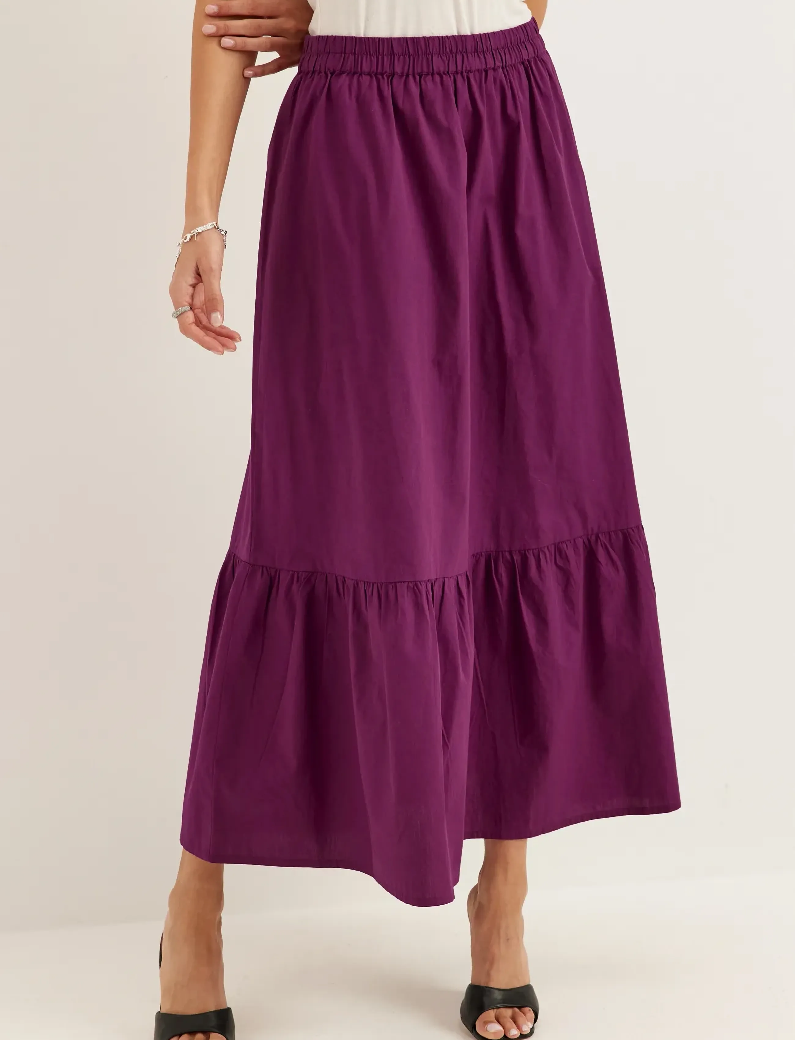 BUBBLEROOM Flounce Detail Cotton Skirt maxikjolar dam – bild 5