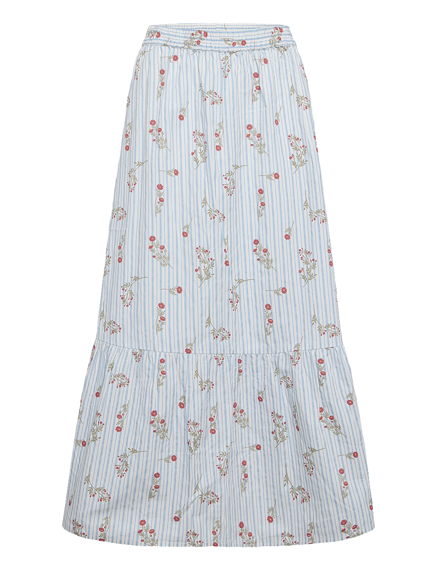Bubbleroom - Flounce Detail Cotton Skirt - maxi röcke - striped - 1