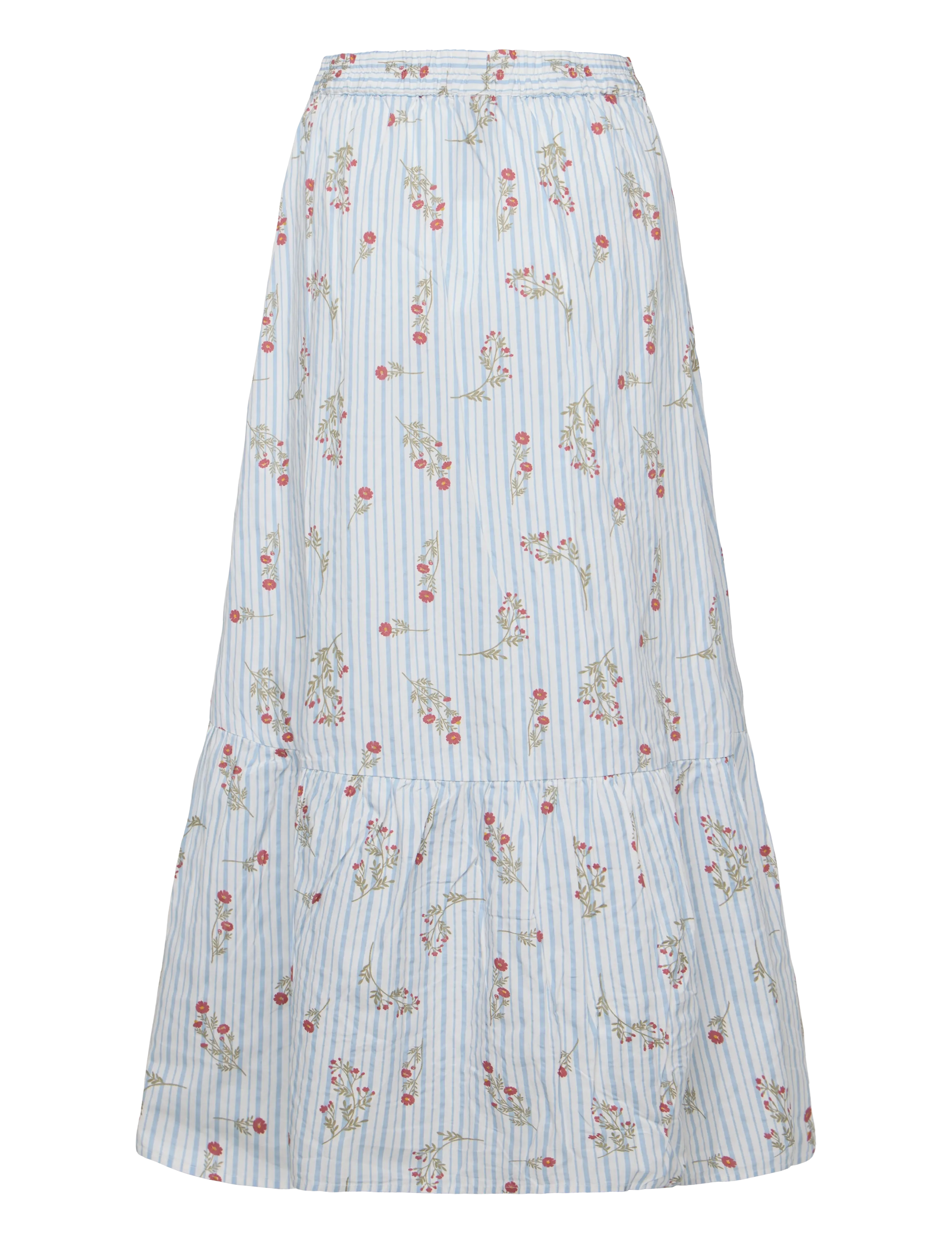 Bubbleroom - Flounce Detail Cotton Skirt - striped - 2