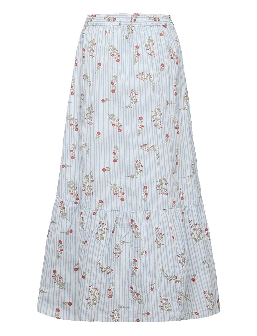 Bubbleroom - Flounce Detail Cotton Skirt - maxi röcke - striped - 2