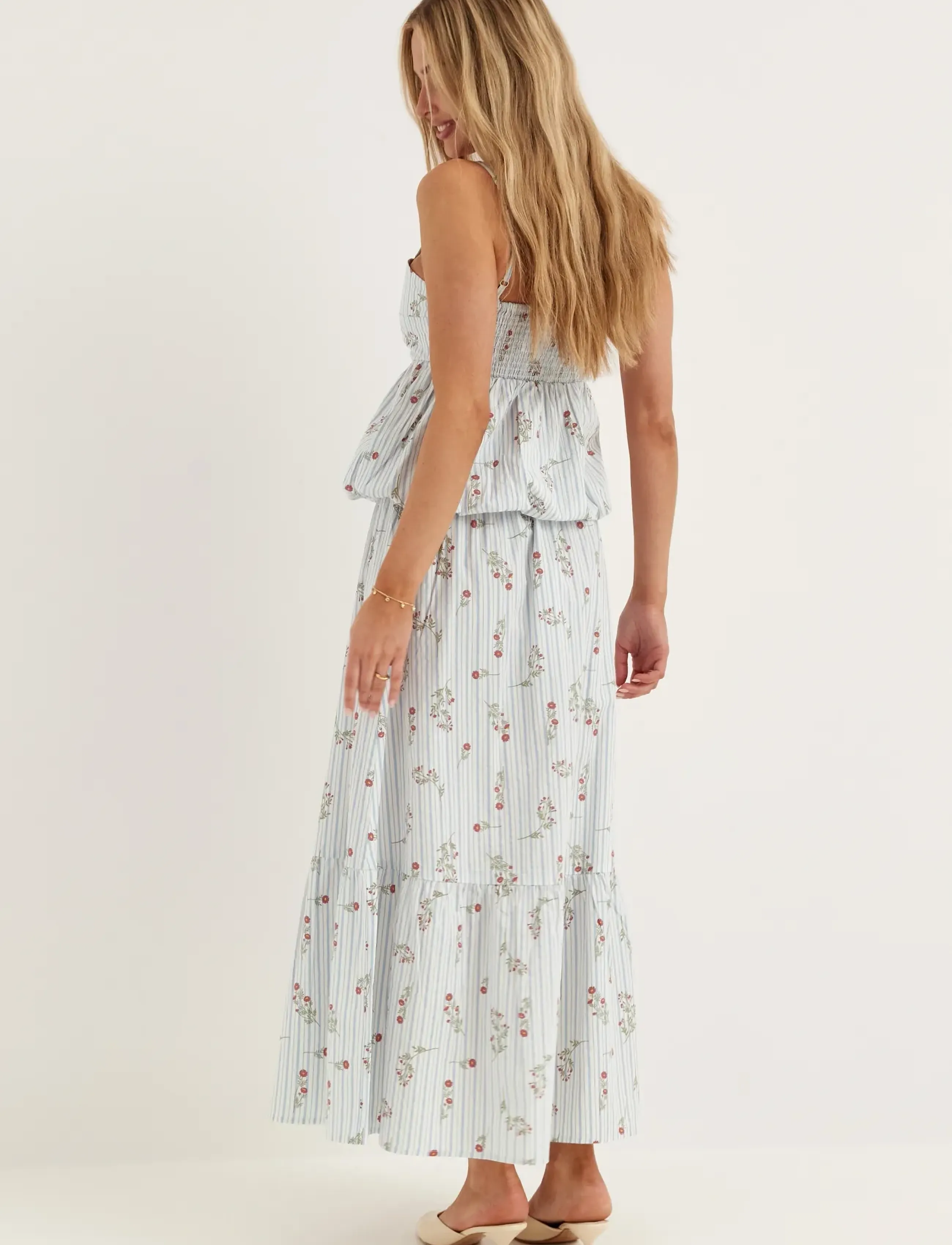 BUBBLEROOM Flounce Detail Cotton Skirt maxikjolar dam – bild 5