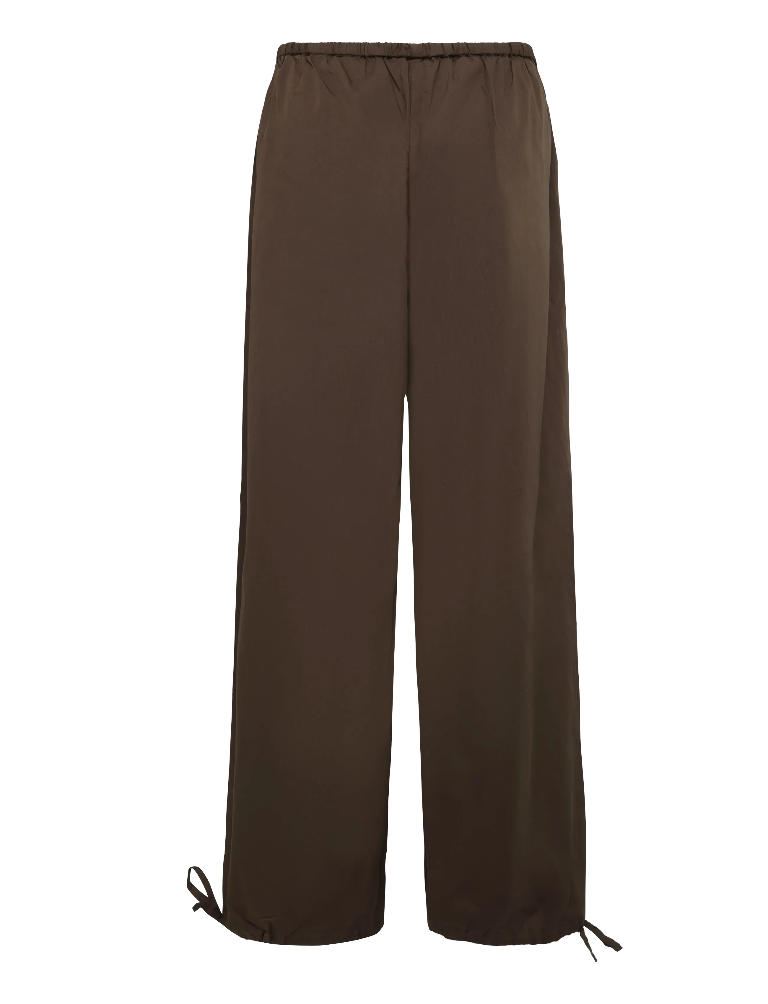 Bubbleroom - Tie Detail Cotton Trousers - wide leg trousers - brown - 2