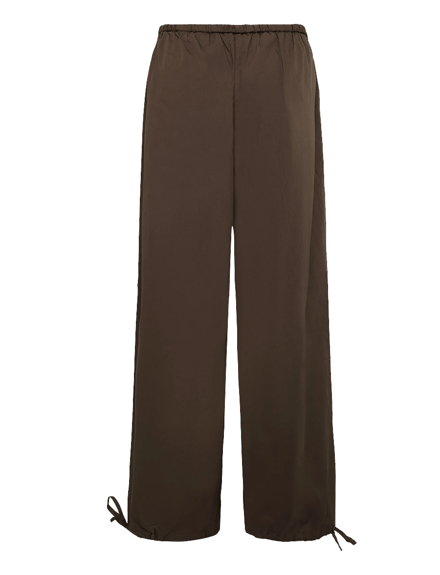 Bubbleroom - Tie Detail Cotton Trousers - hosen mit weitem bein - brown - 2