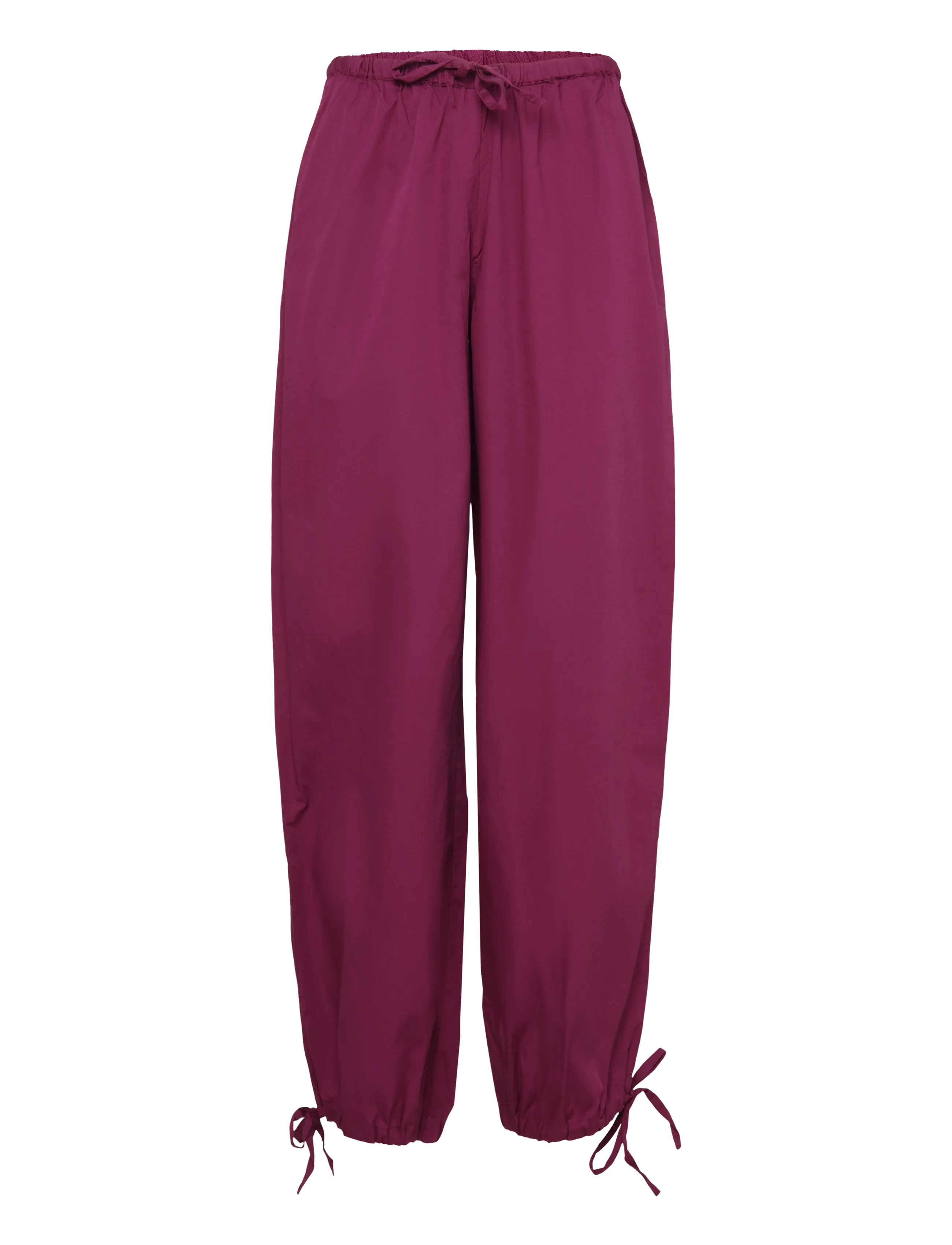 Bubbleroom - Tie Detail Cotton Trousers - dark plum - 1