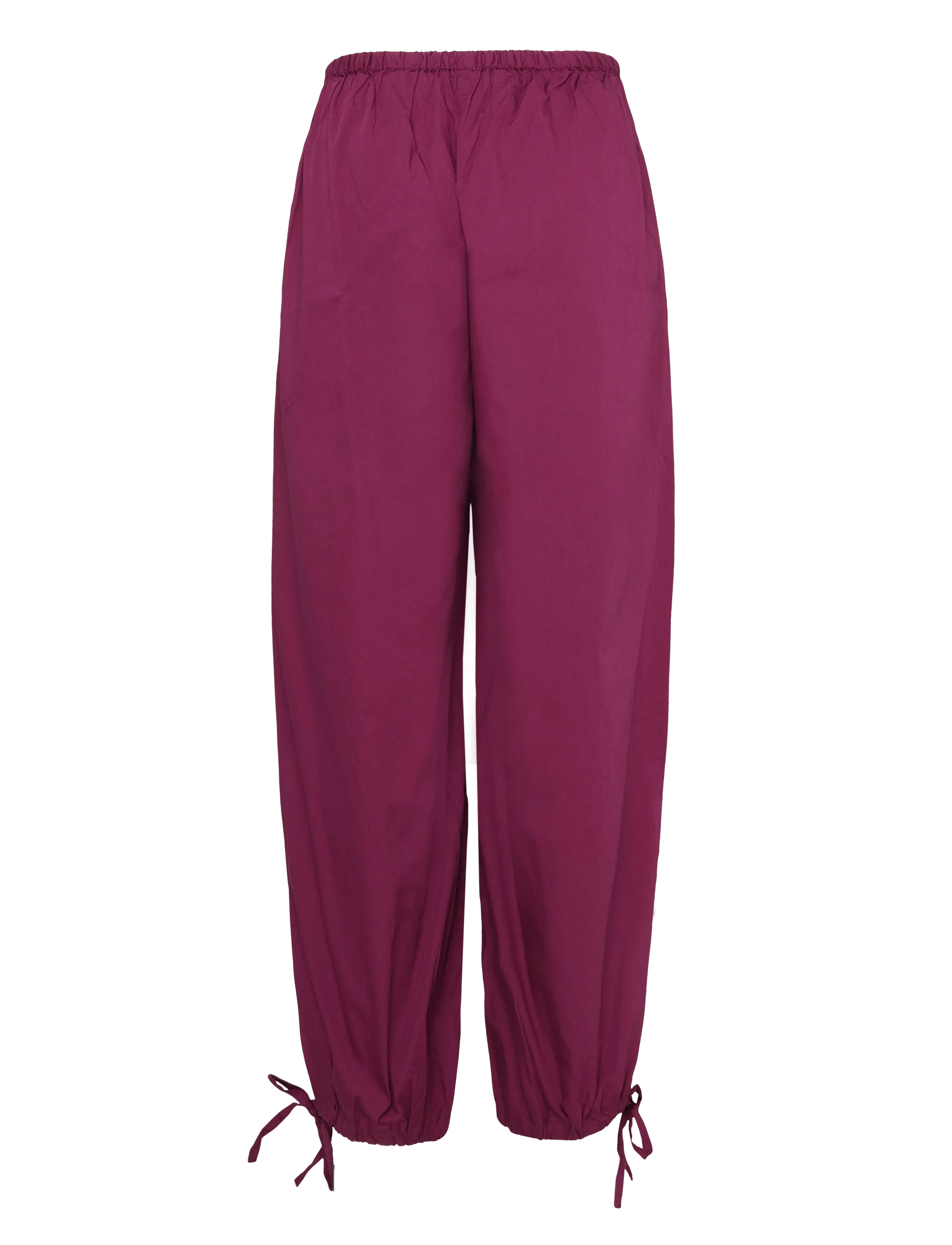 Bubbleroom - Tie Detail Cotton Trousers - dark plum - 2