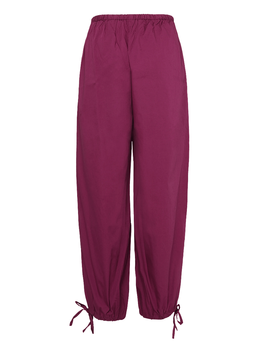 Bubbleroom - Tie Detail Cotton Trousers - bukser med brede ben - dark plum - 2