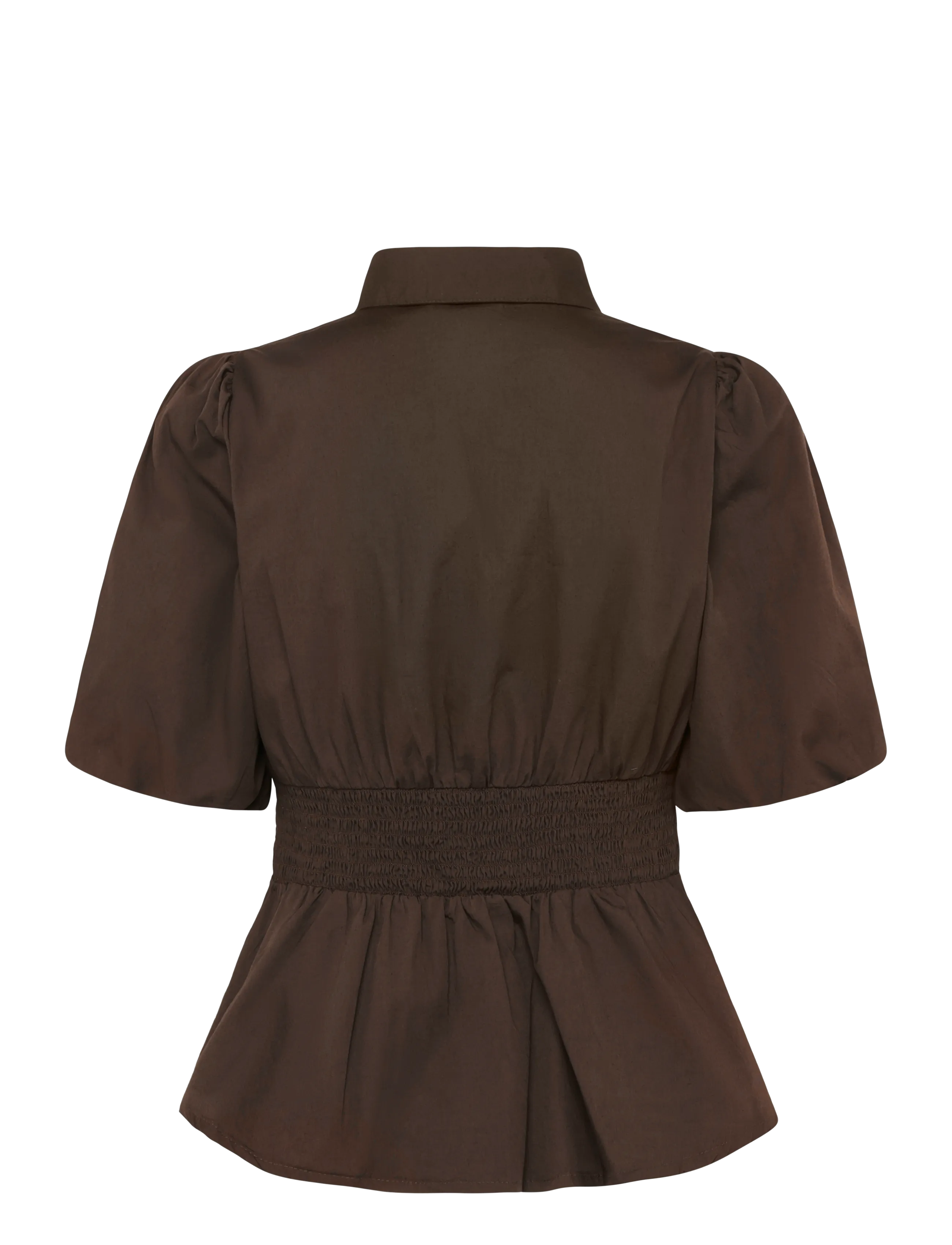 Bubbleroom - Waist Detail Cotton Blouse - lühikeste varrukatega pluusid - brown - 2