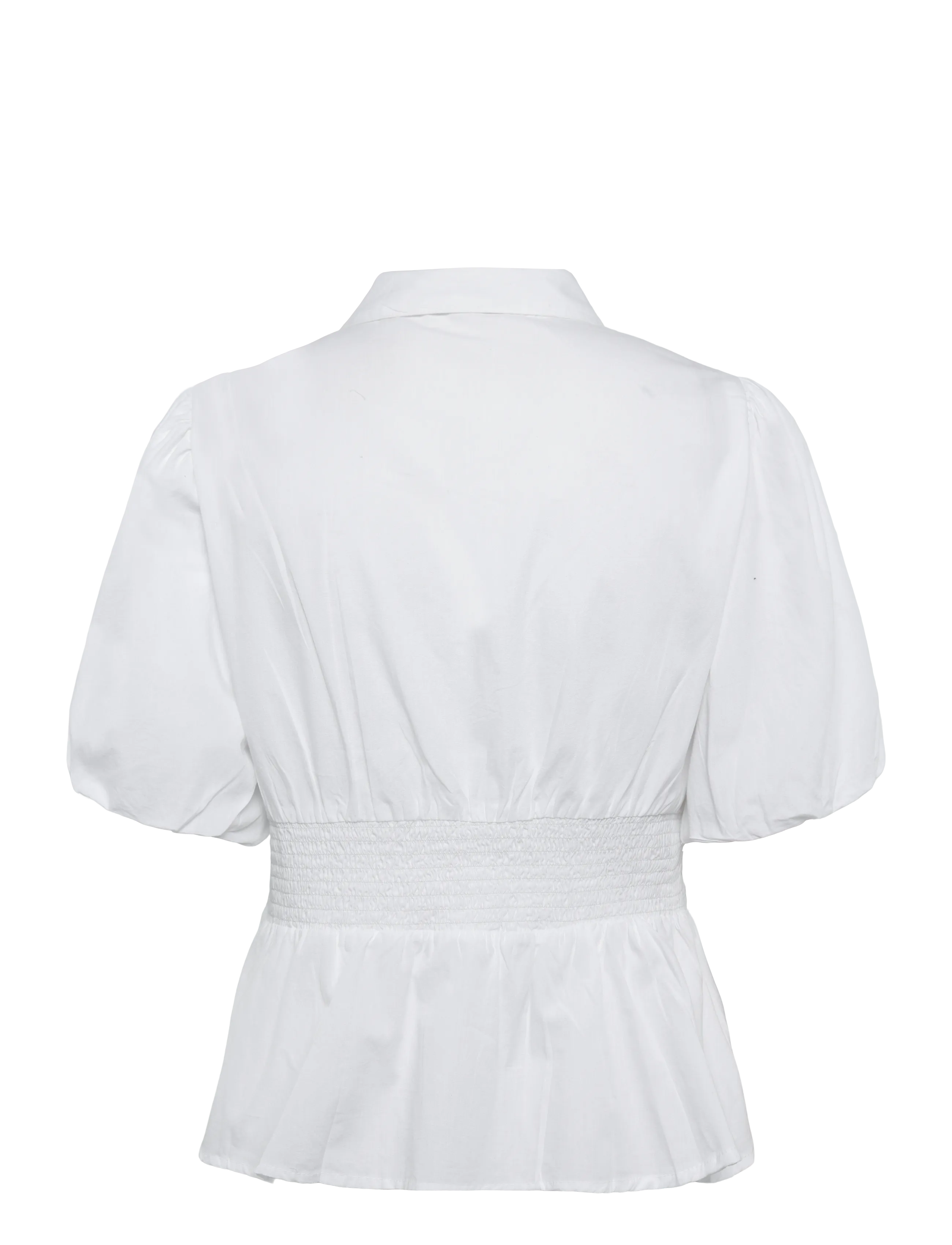 Bubbleroom - Waist Detail Cotton Blouse - kortærmede bluser - white - 2