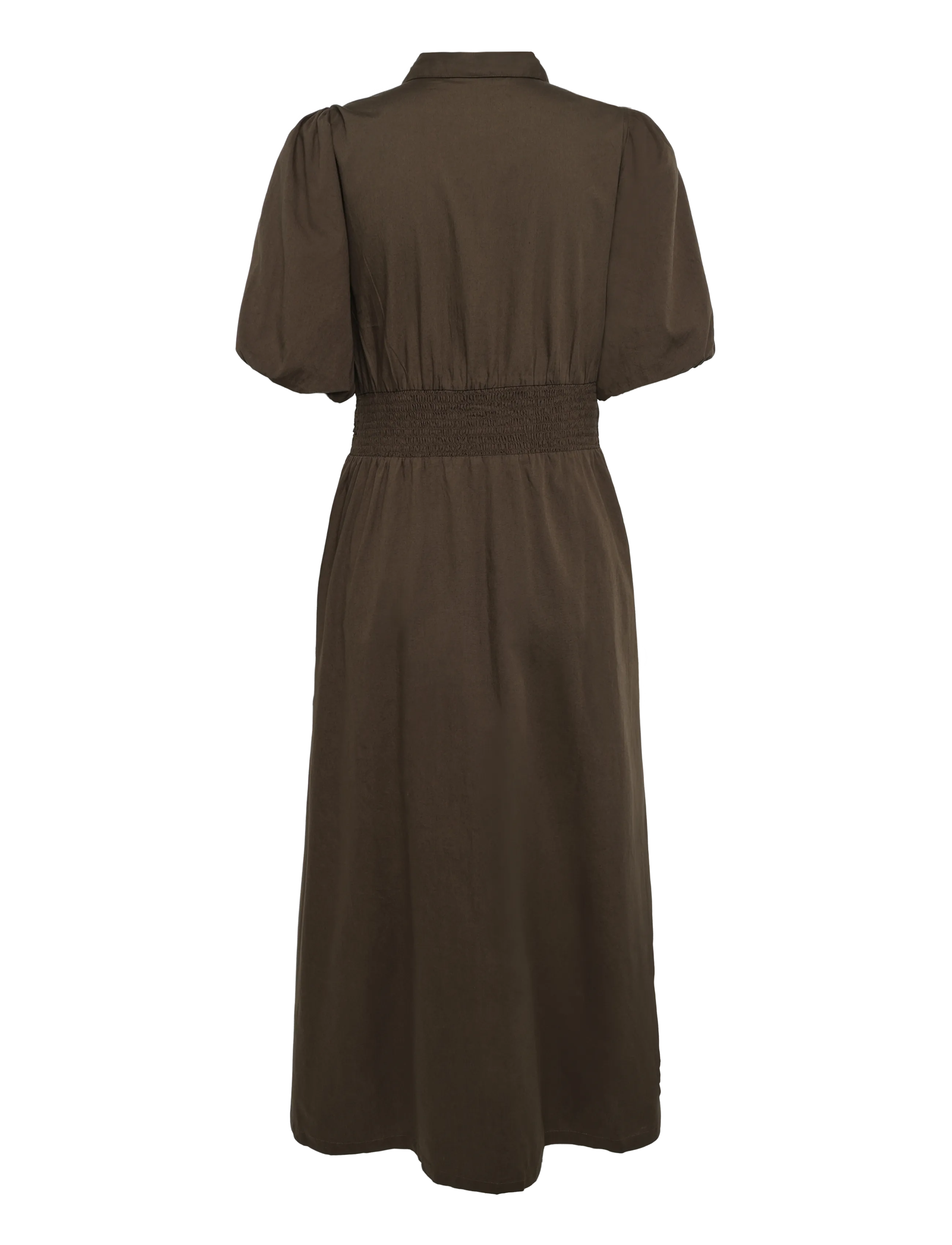 Bubbleroom - Waist Detail Cotton Dress - skjortekjoler - brown - 2