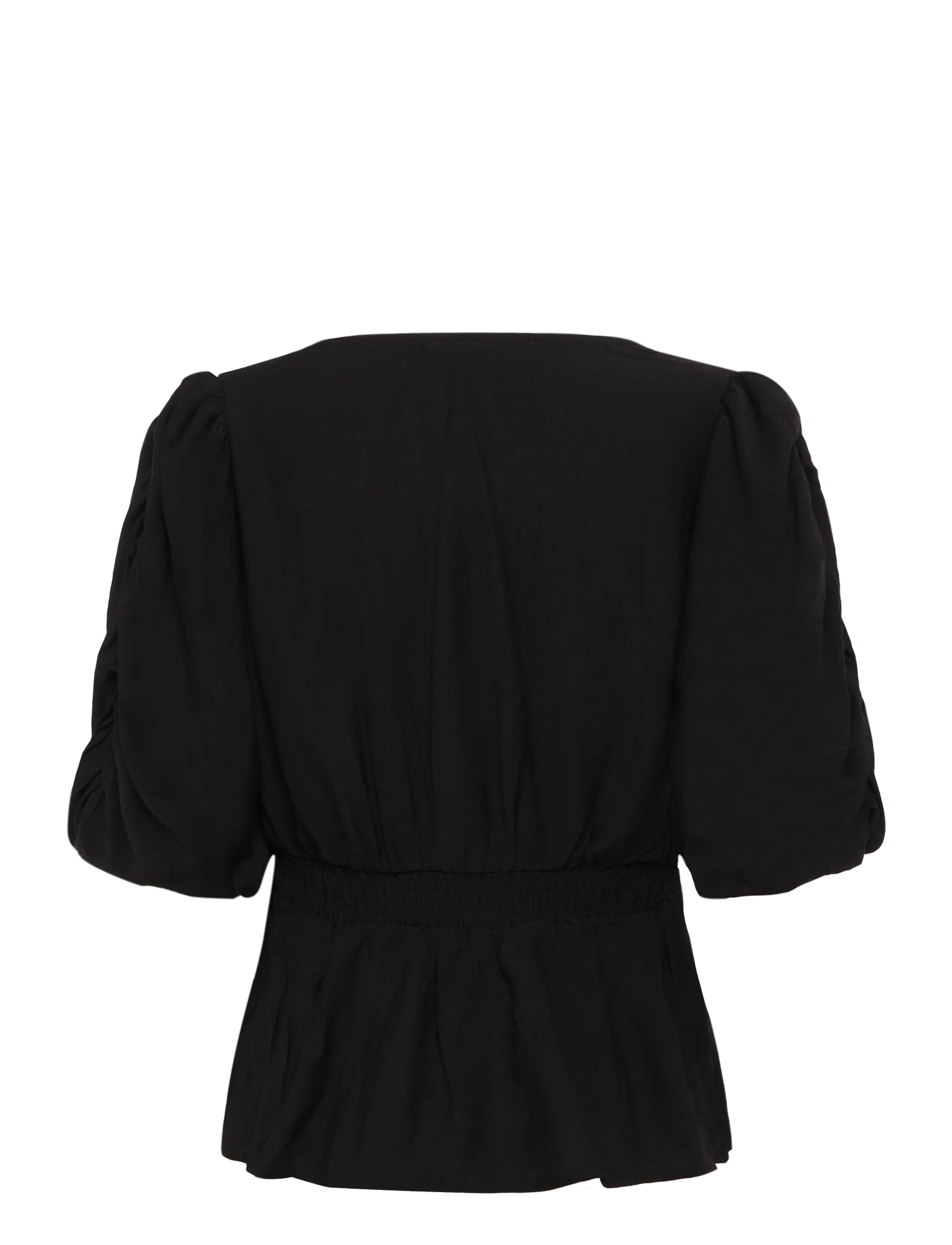 Bubbleroom - Short Sleeve Puff Blouse - black - 2