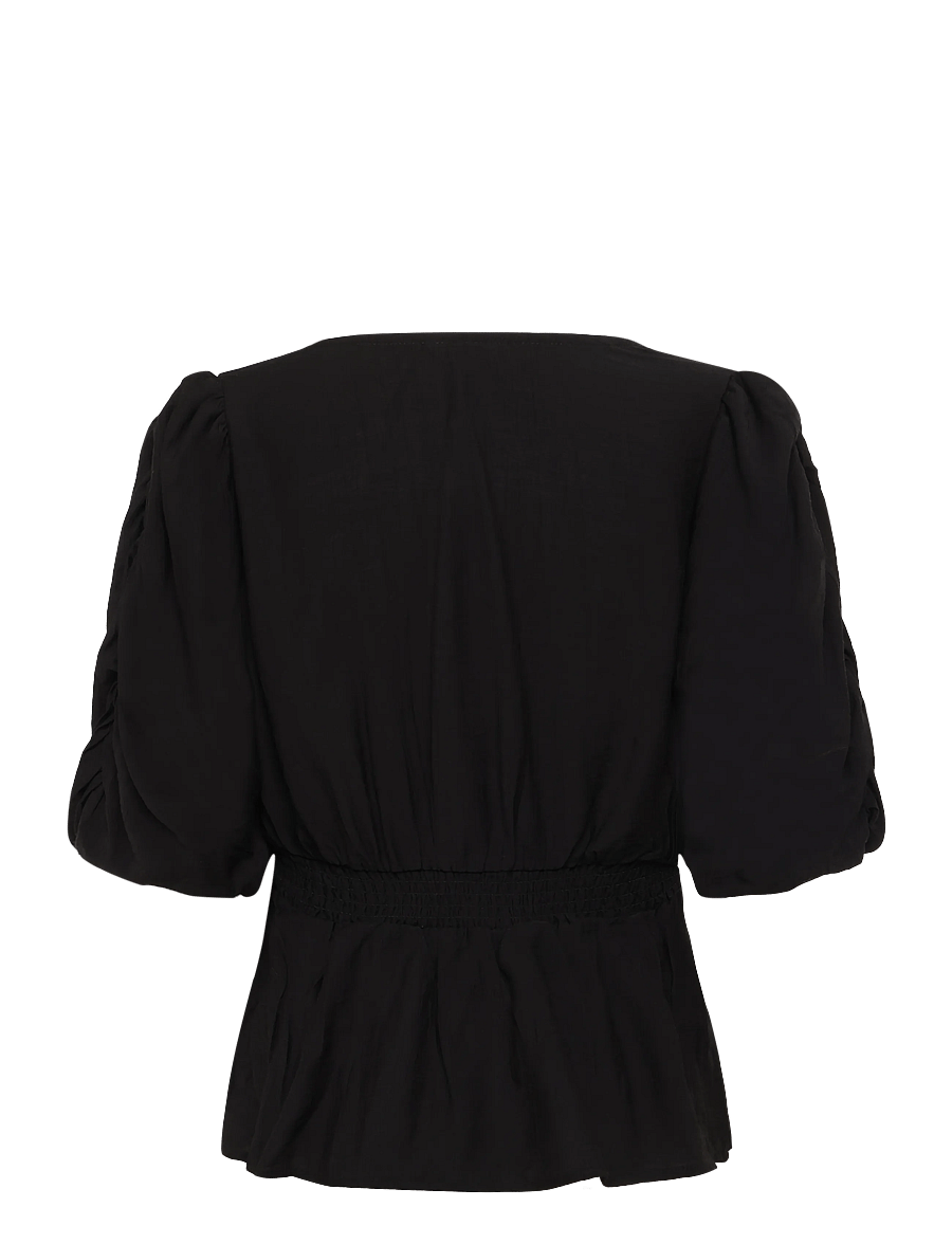 Bubbleroom - Short Sleeve Puff Blouse - kortærmede bluser - black - 2