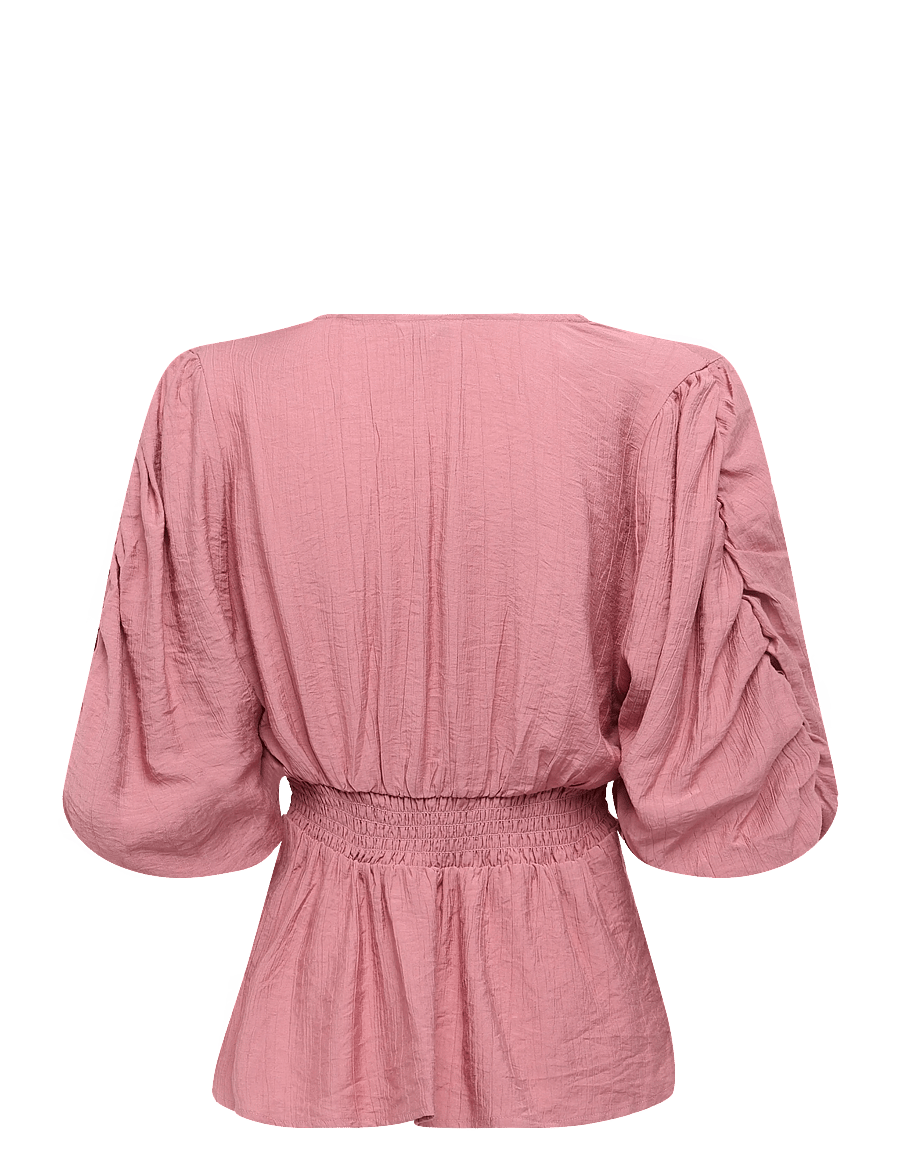 Bubbleroom - Short Sleeve Puff Blouse - kurzärmelige blusen - dark old rose - 2
