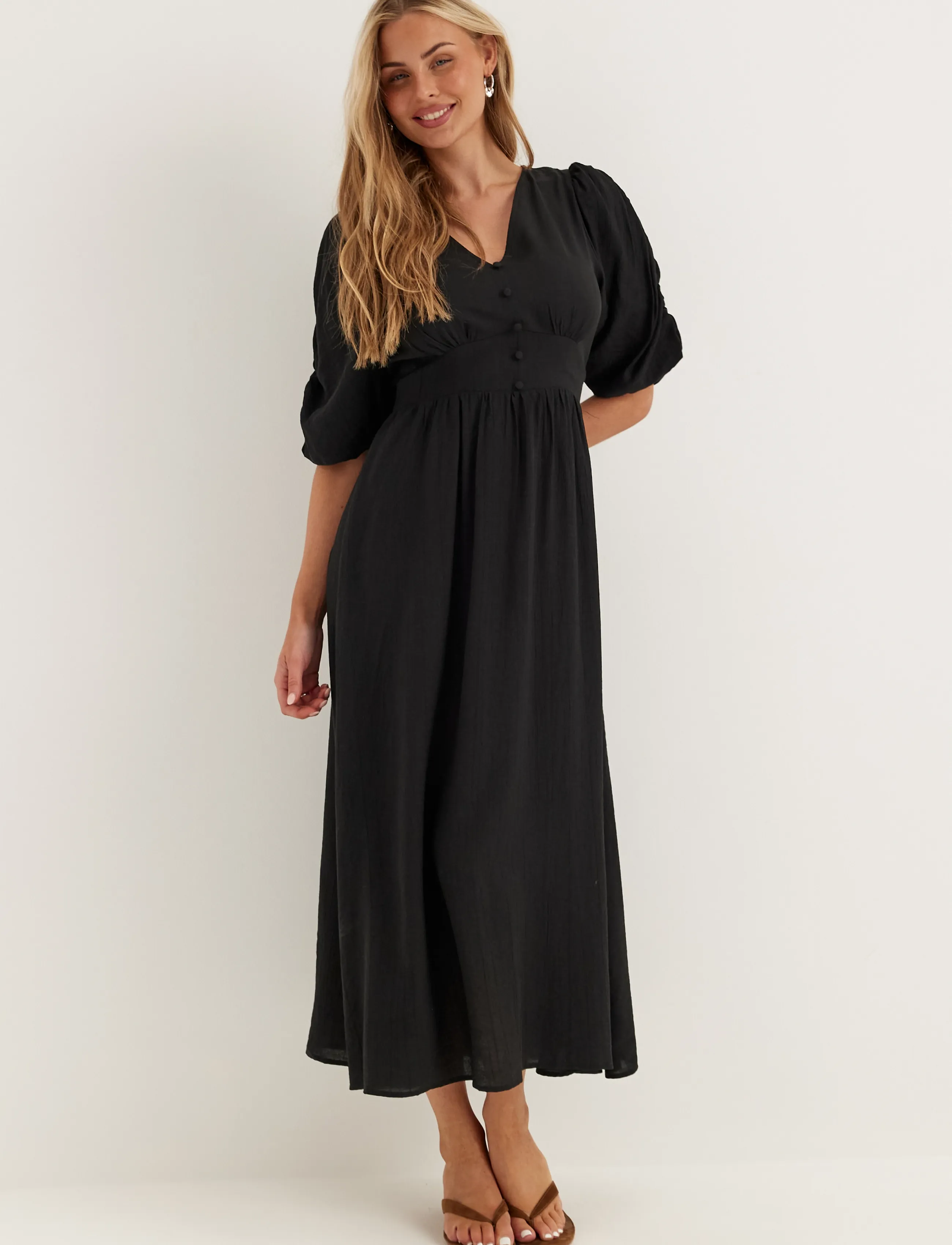 Bubbleroom Short Sleeve Dress, 42, Dresses, Schwarz - Maxi Frauen