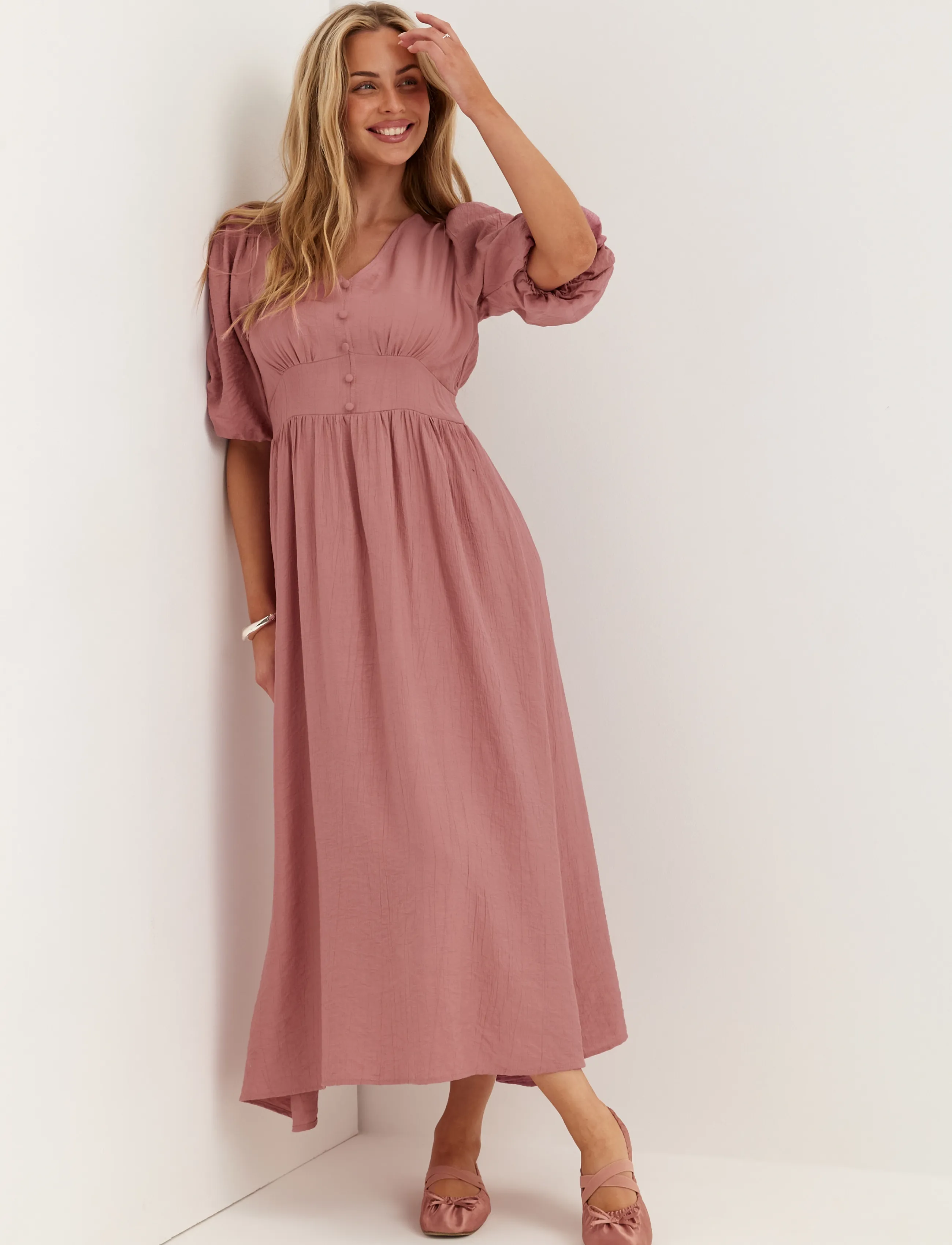 Bubbleroom Short Sleeve Dress, 38, Dresses, Rosa - Maxi Frauen