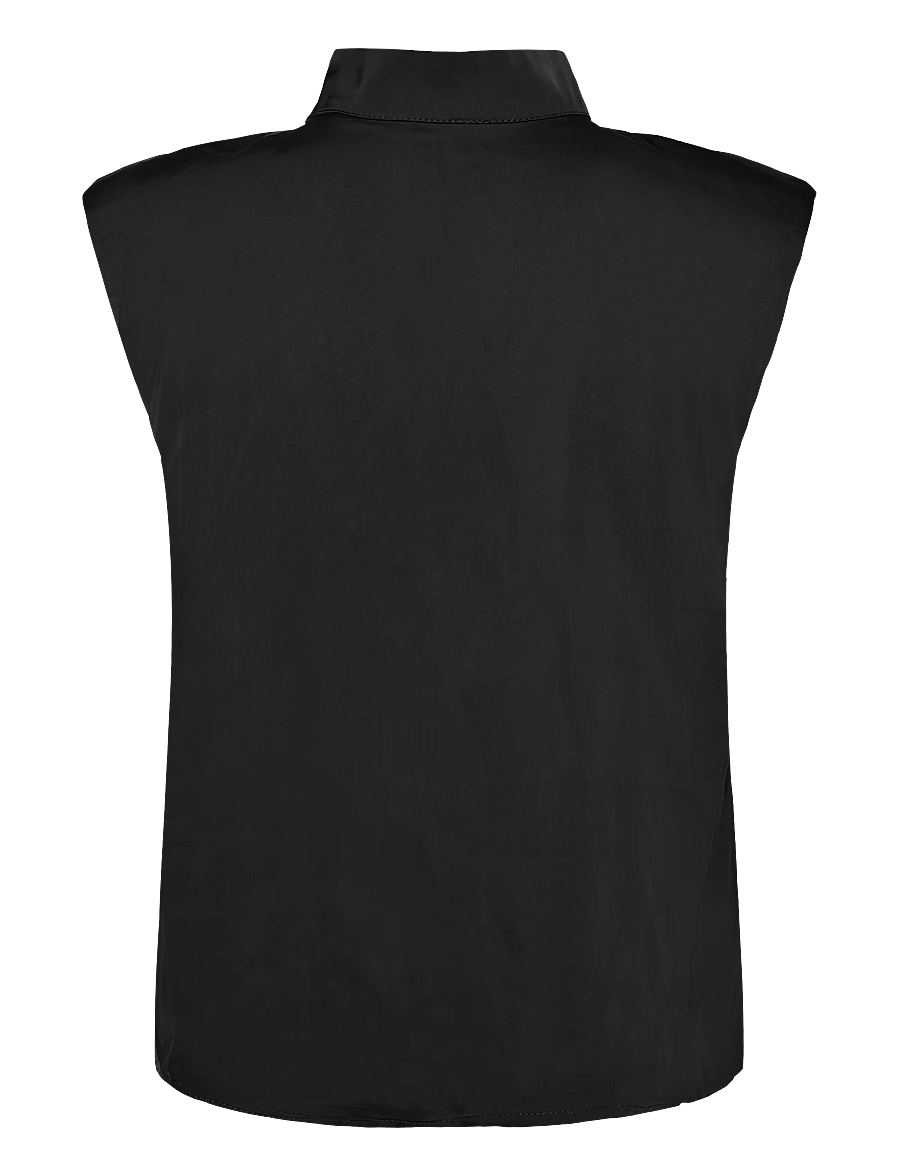 Bubbleroom - Cap Sleeve Satin Blouse - lühikeste varrukatega pluusid - black - 2
