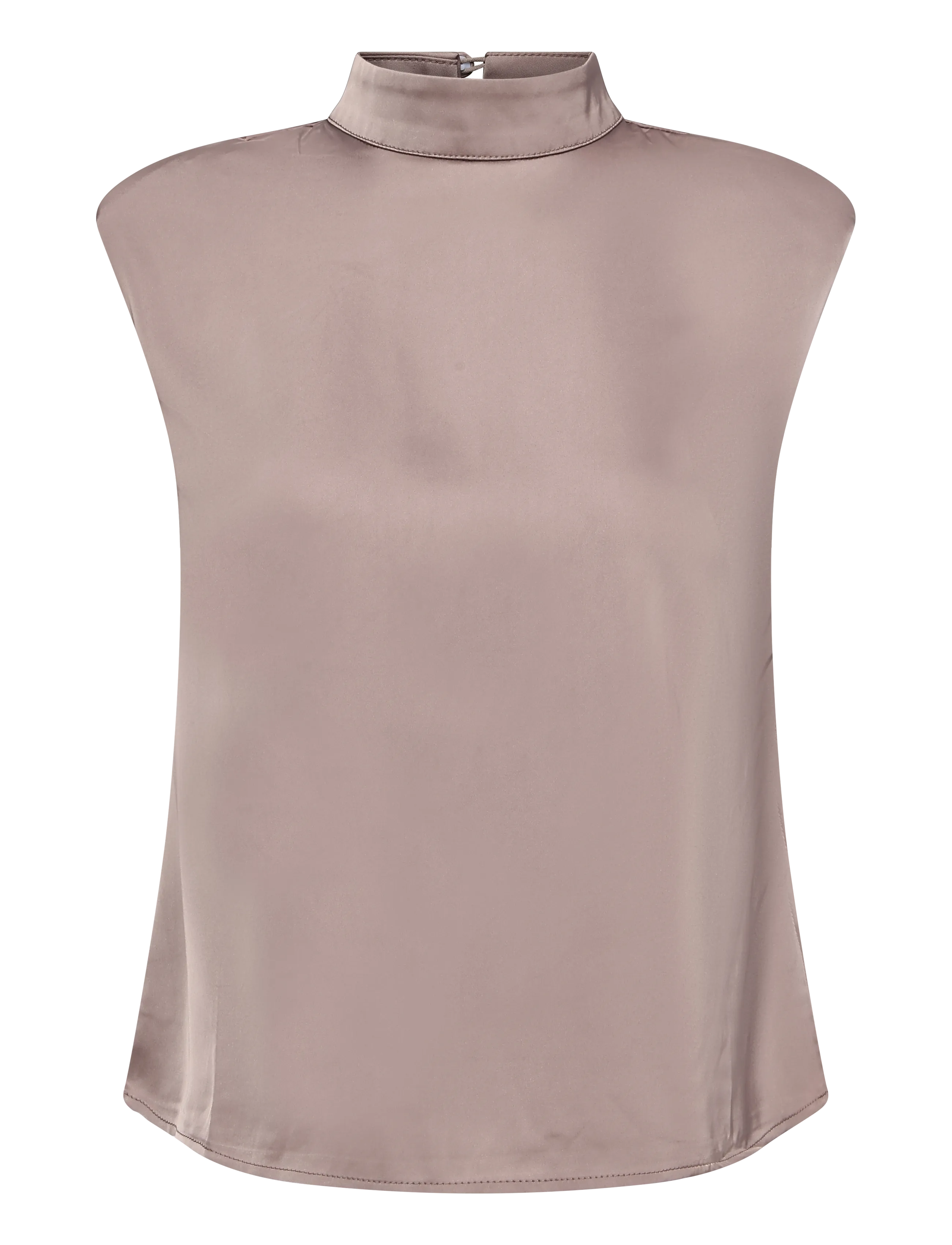 Bubbleroom - Cap Sleeve Satin Blouse - short-sleeved blouses - nougat - 1
