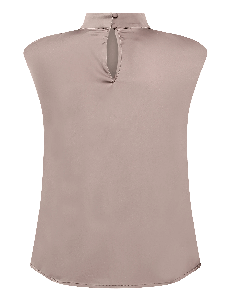 Bubbleroom - Cap Sleeve Satin Blouse - kurzärmelige blusen - nougat - 2