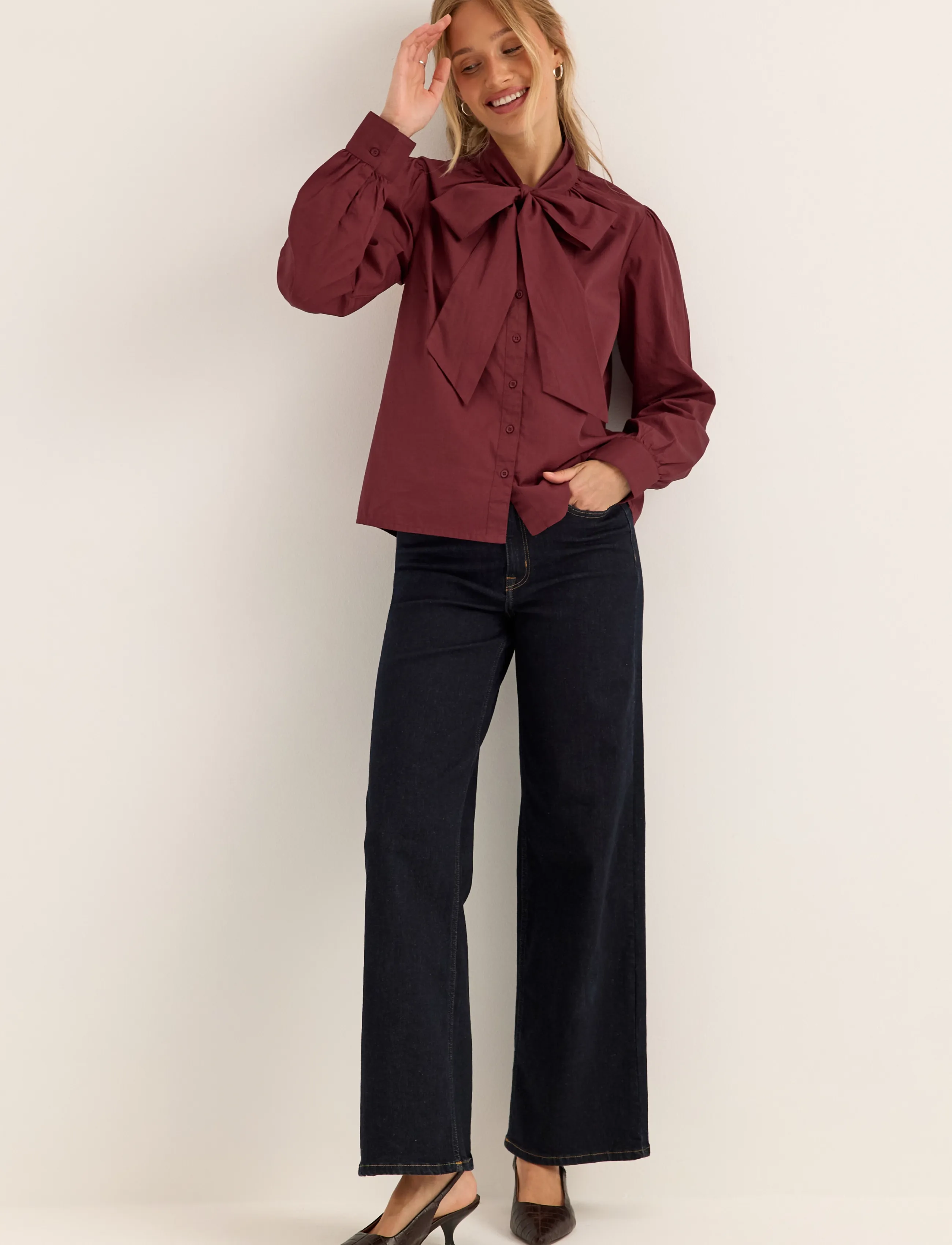 Bubbleroom - Tie Detail Blouse - langärmelige blusen - rust-red - 4