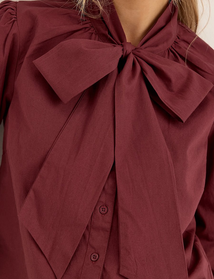 Bubbleroom - Tie Detail Blouse - langärmelige blusen - rust-red - 5