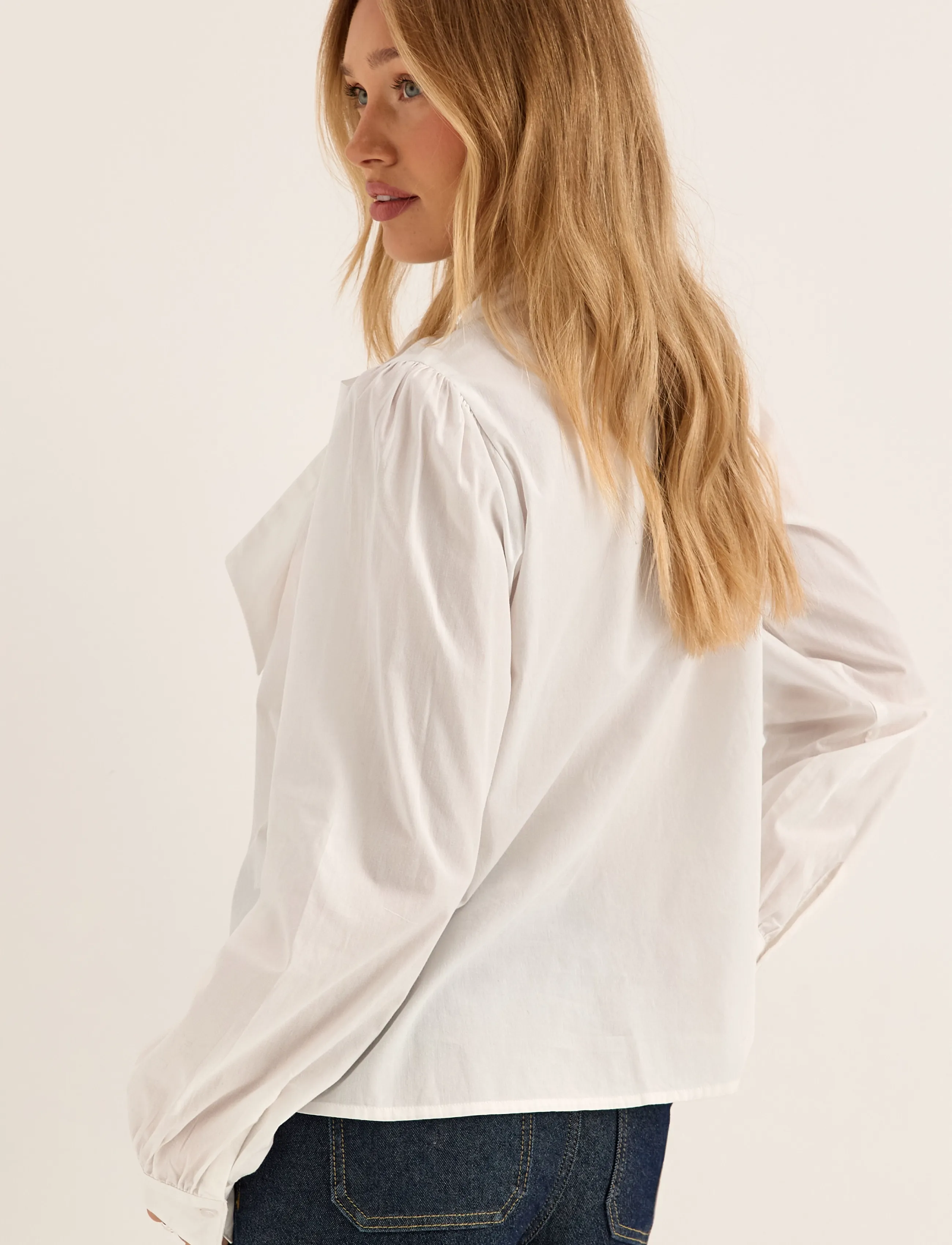 Bubbleroom - Tie Detail Blouse - pikkade varrukatega pluusid - white - 4