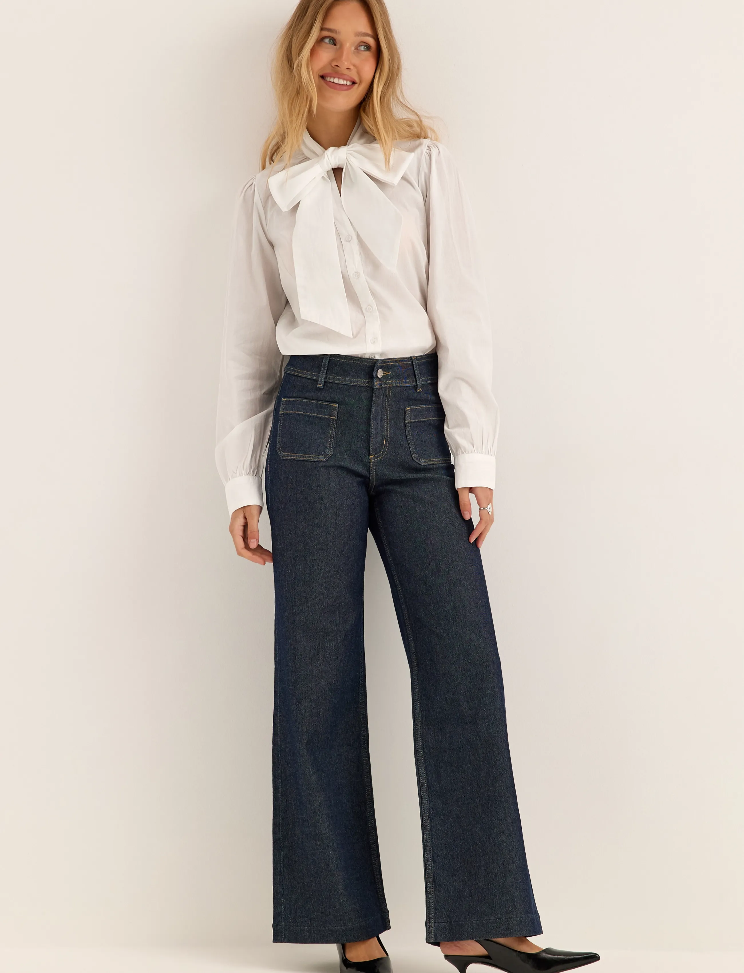Bubbleroom - Tie Detail Blouse - pikkade varrukatega pluusid - white - 5