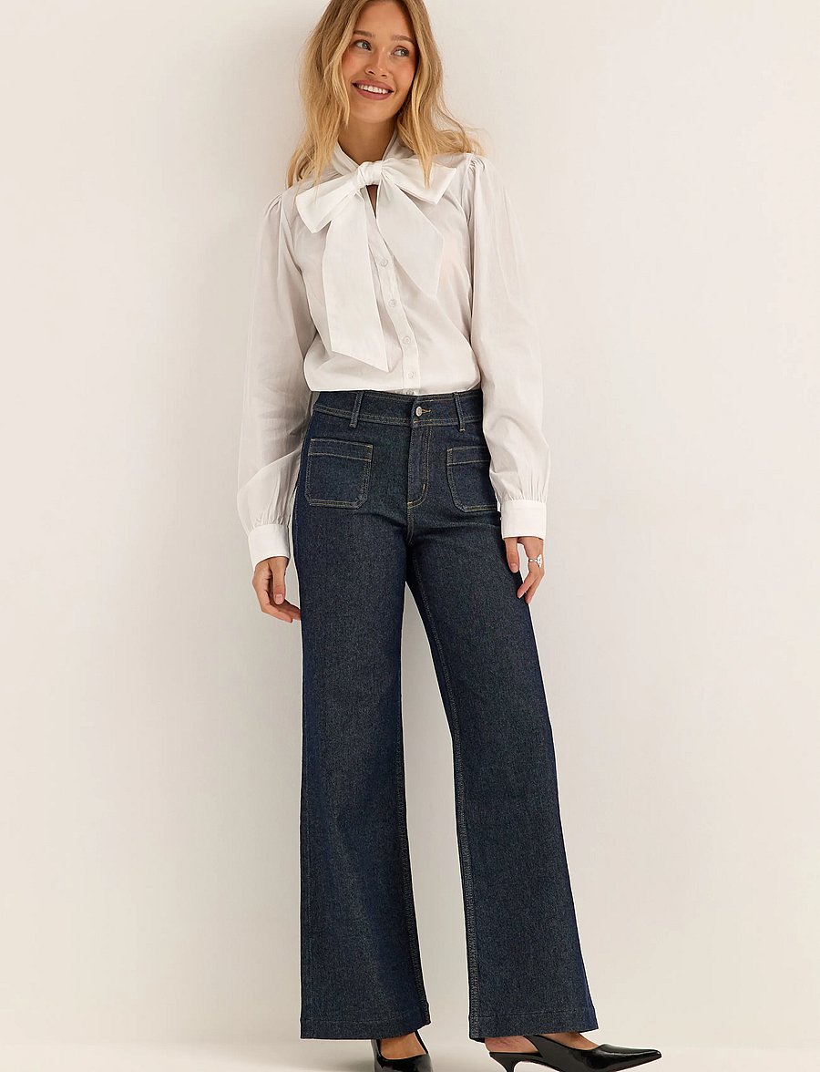 Bubbleroom - Tie Detail Blouse - pikkade varrukatega pluusid - white - 5