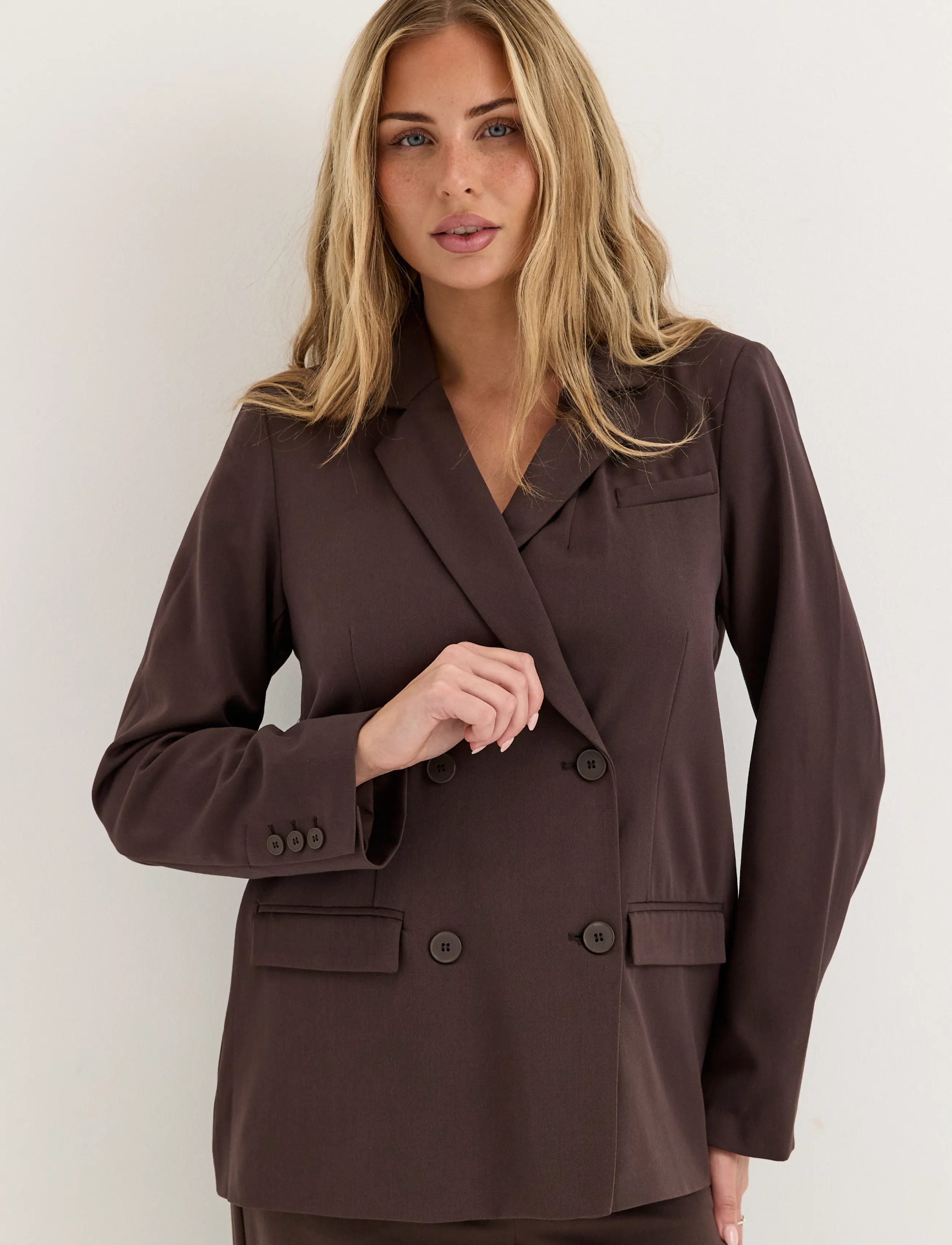Bubbleroom - Double Breasted Blazer - zweireihige blazer - brown - 3