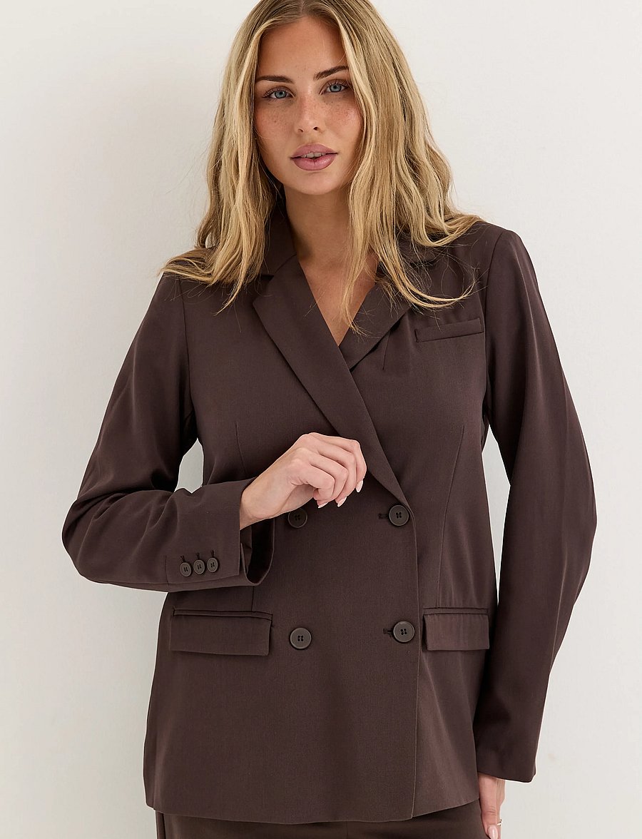 Bubbleroom - Double Breasted Blazer - zweireihige blazer - brown - 3