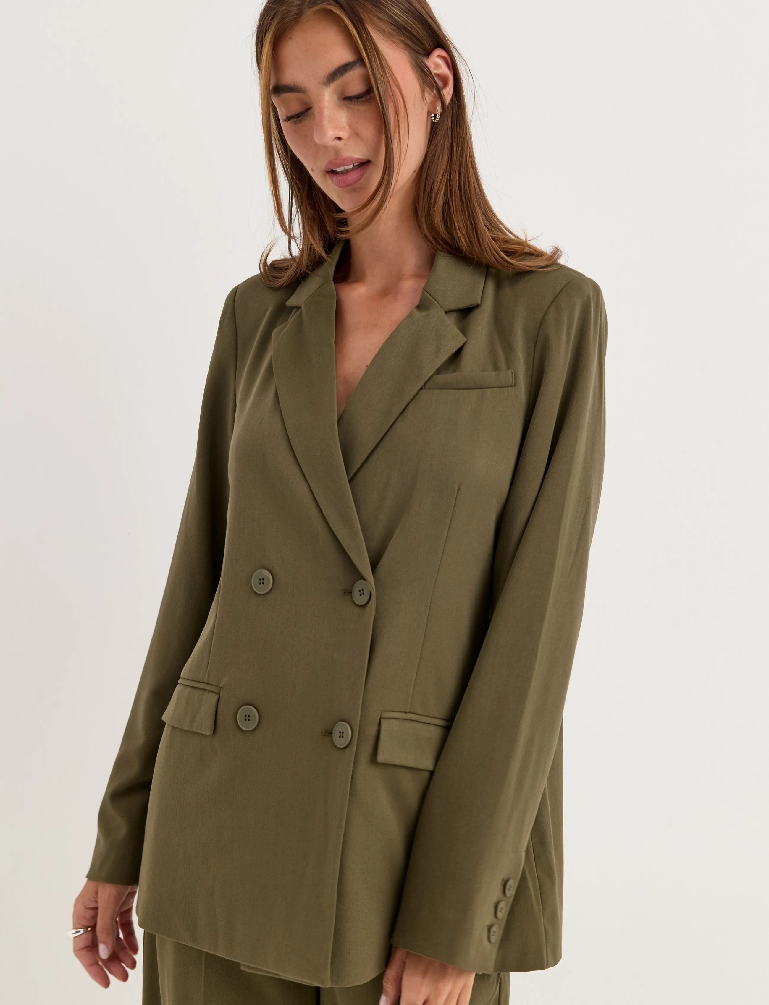 Bubbleroom - Double Breasted Blazer - kaherealised pintsakud - olive green - 3