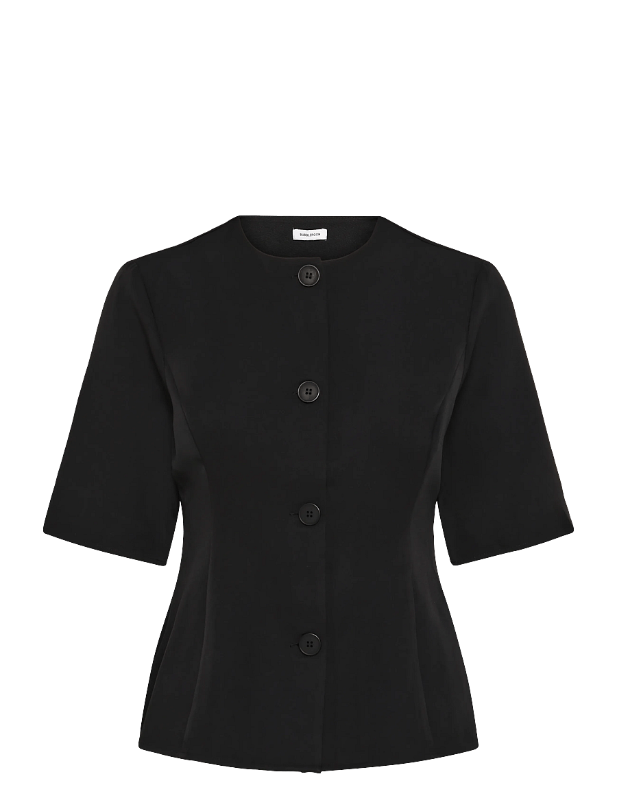 Bubbleroom - Suit Button Blouse - lühikeste varrukatega pluusid - black - 1