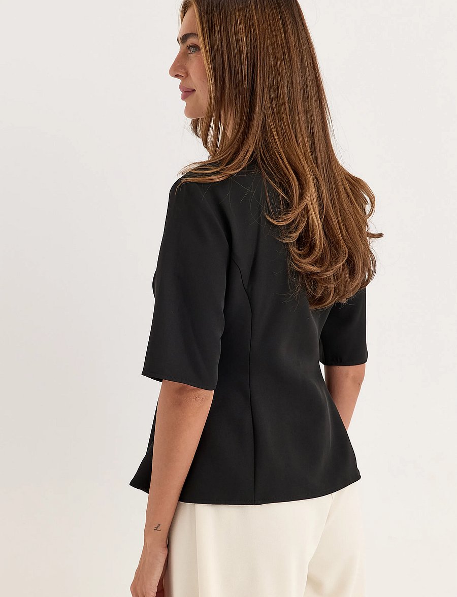 Bubbleroom - Suit Button Blouse - lühikeste varrukatega pluusid - black - 4