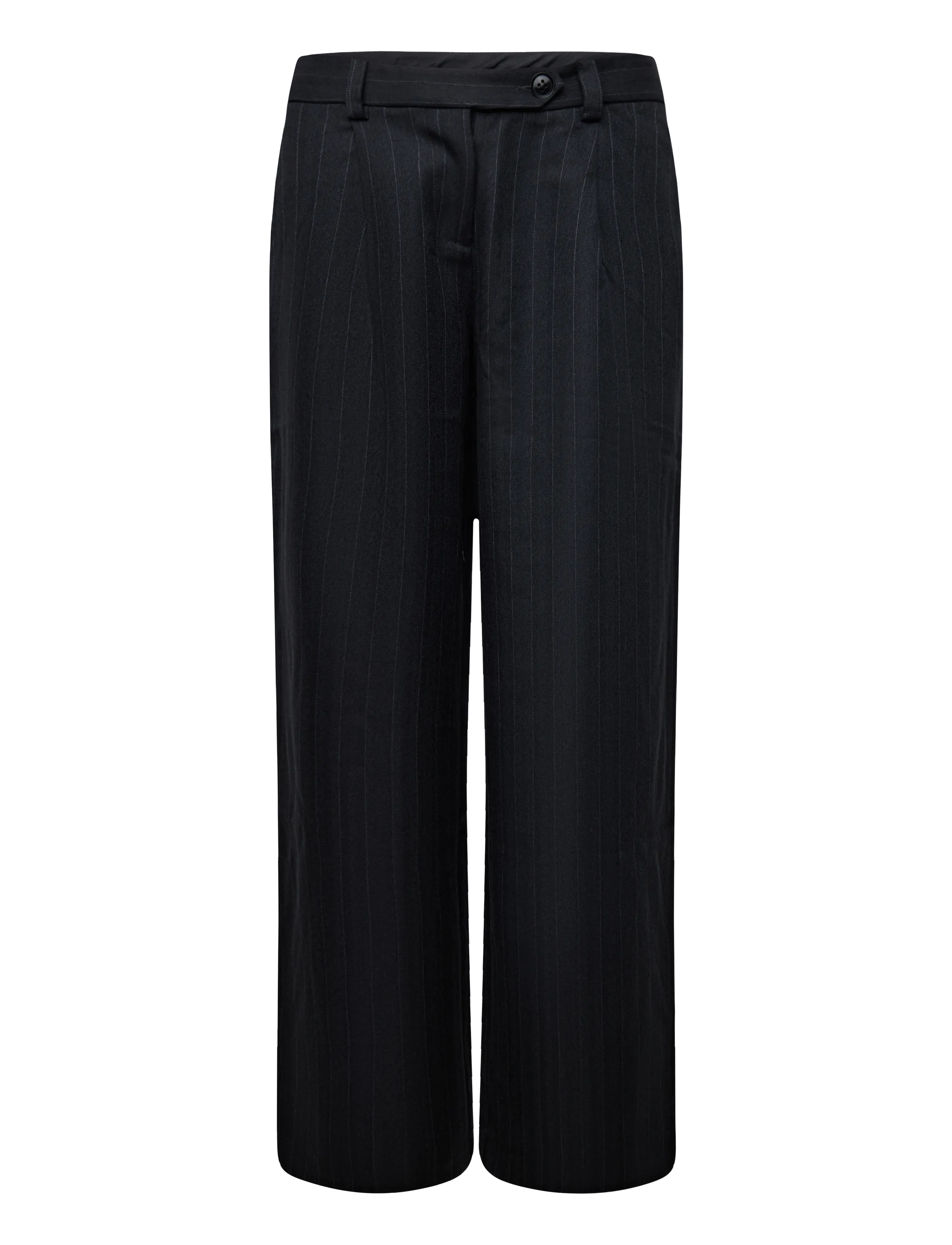 Bubbleroom Mid Waist Pleated Suit Trousers - Erilised sündmused - DARK GREY/STRIPED / grey