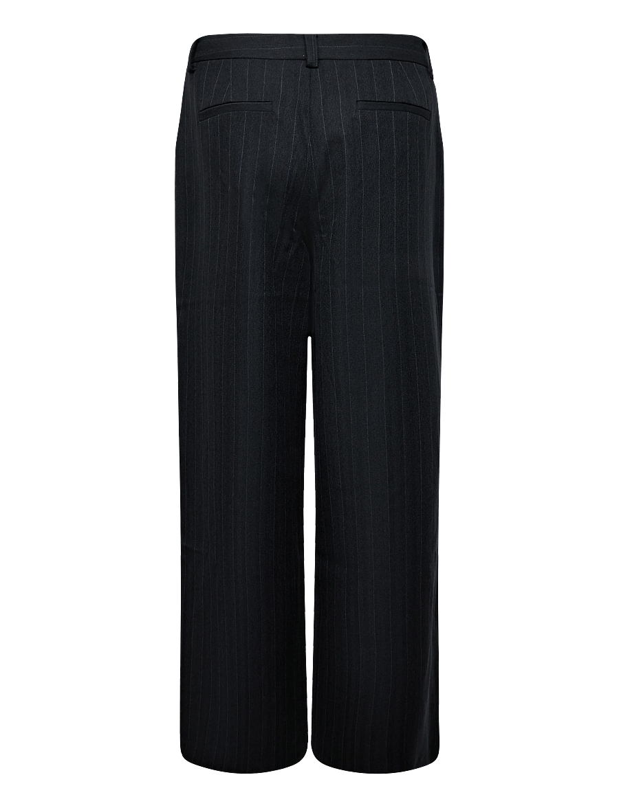Bubbleroom - Mid Waist Pleated Suit Trousers - pidulikud püksid - dark grey/striped - 1