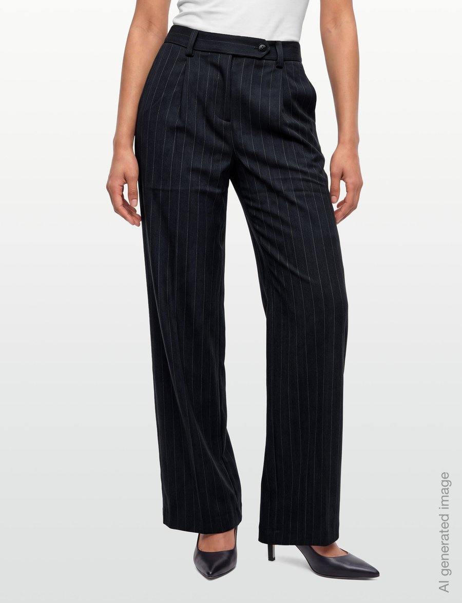 Bubbleroom - Mid Waist Pleated Suit Trousers - anzugshosen - dark grey/striped - 3