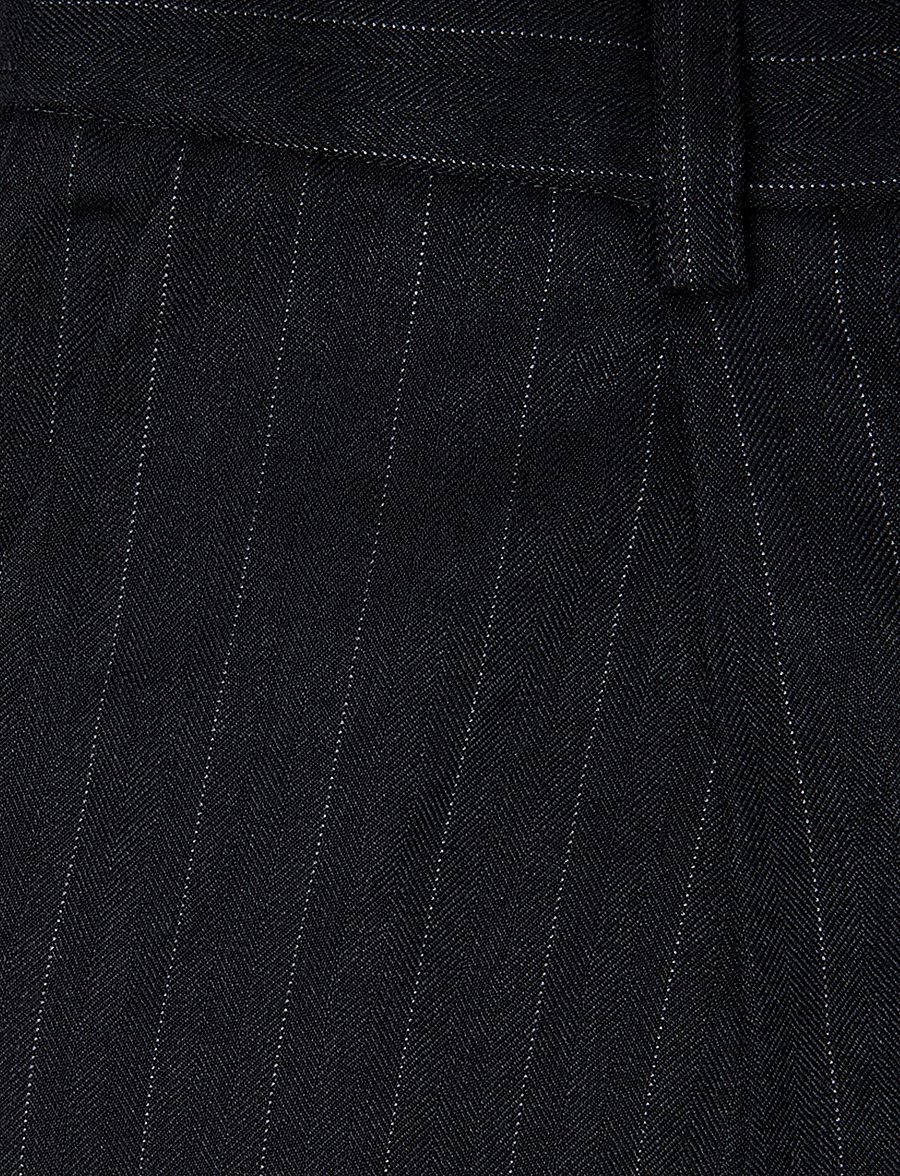 Bubbleroom - Mid Waist Pleated Suit Trousers - pidulikud püksid - dark grey/striped - 2
