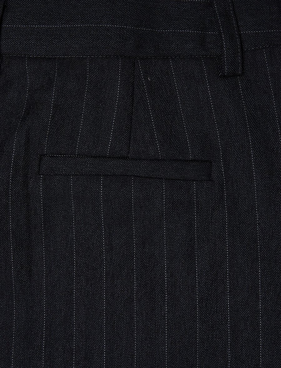 Bubbleroom - Mid Waist Pleated Suit Trousers - pidulikud püksid - dark grey/striped - 4