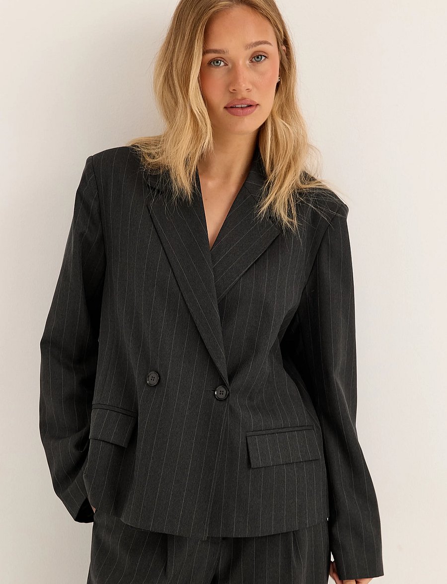 Bubbleroom - Striped Blazer - kaherealised pintsakud - dark grey/striped - 0