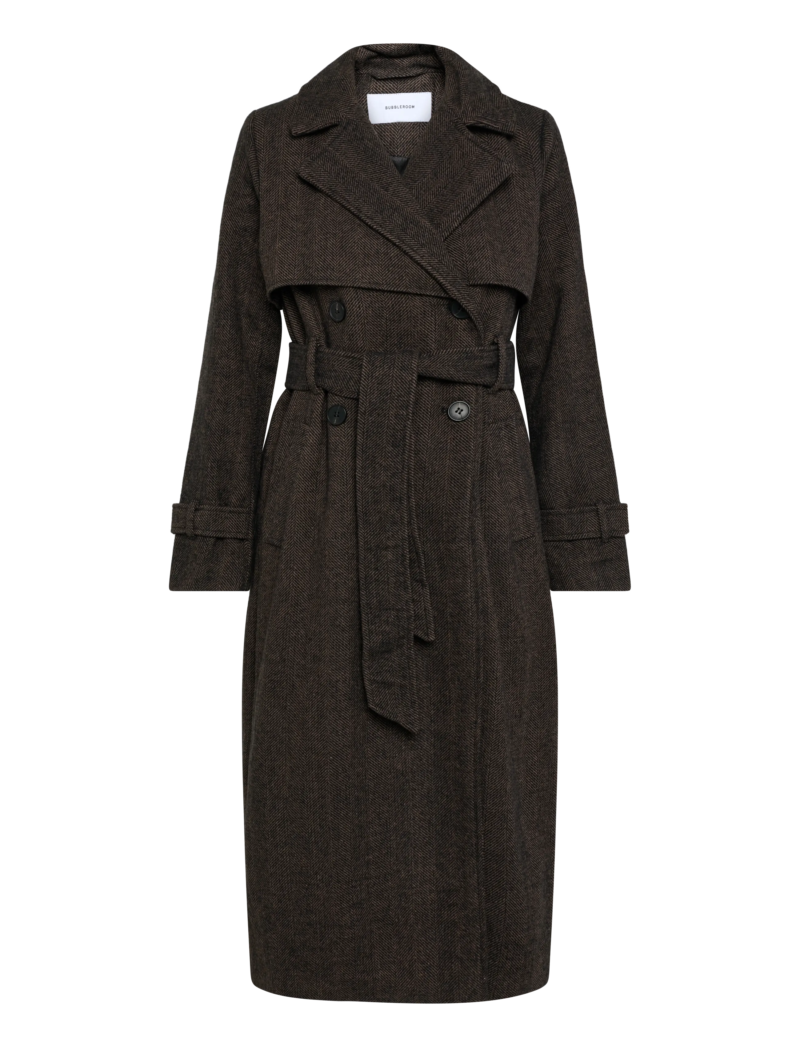 Bubbleroom - Tweed Trench Coat - vinterjakker - black/brown - 1