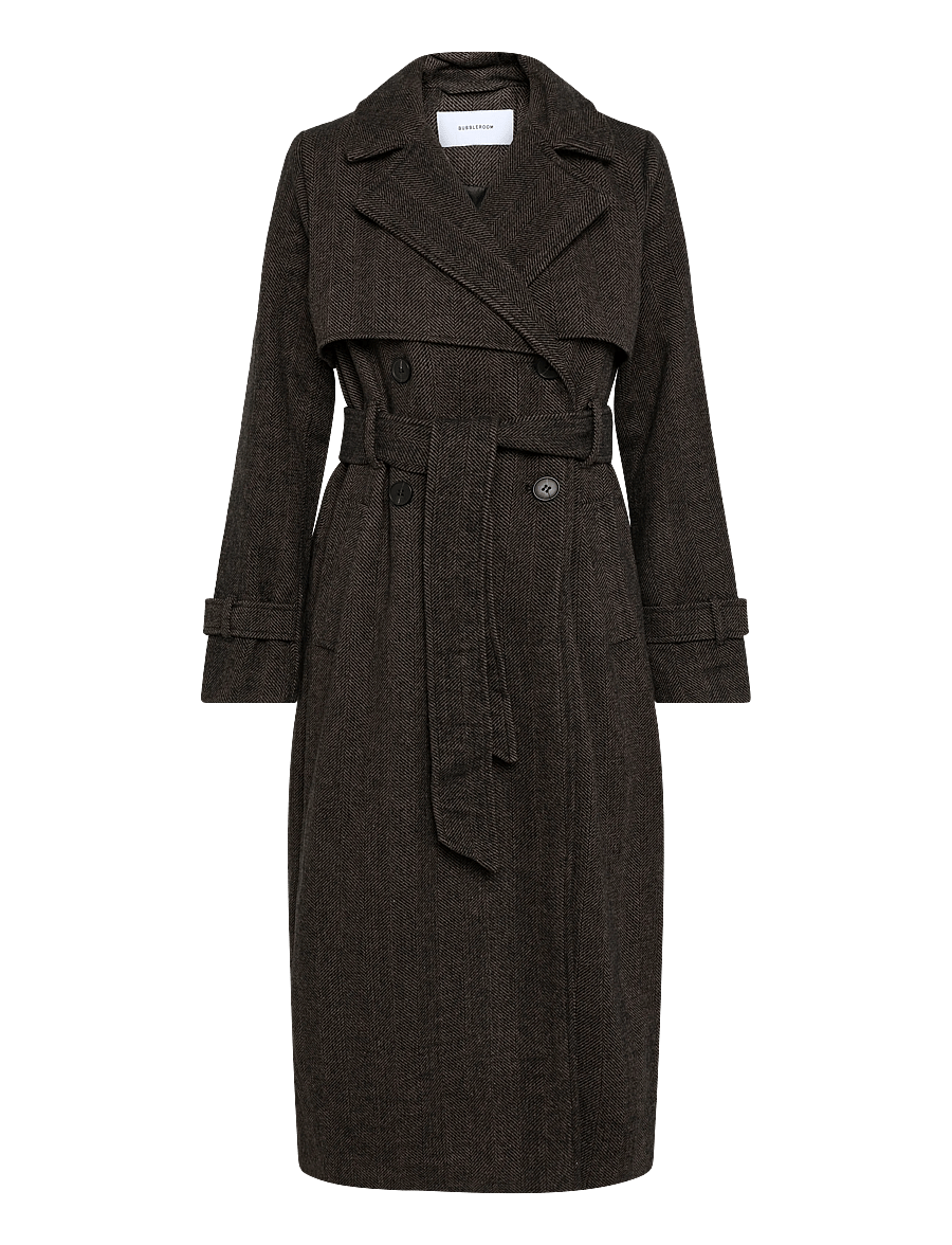 Bubbleroom - Tweed Trench Coat - vinterjakker - black/brown - 1