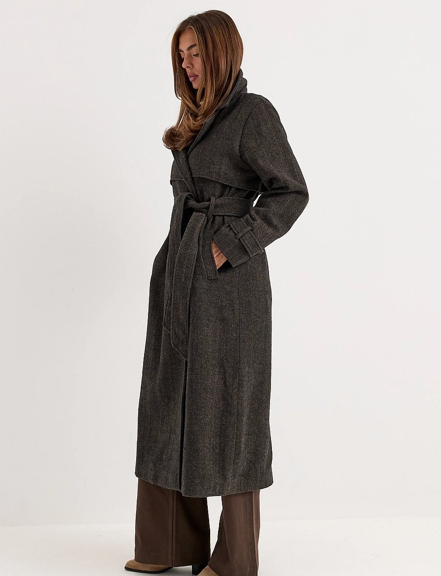 Bubbleroom - Tweed Trench Coat - vinterjakker - black/brown - 3