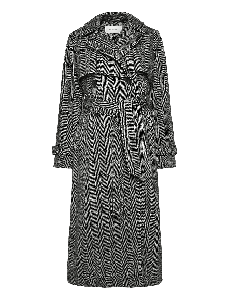 Bubbleroom - Tweed Trench Coat - black/white - 1