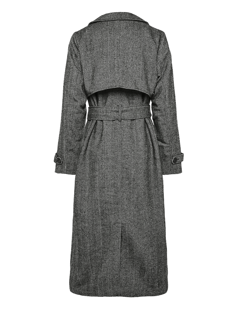 Bubbleroom - Tweed Trench Coat - black/white - 2