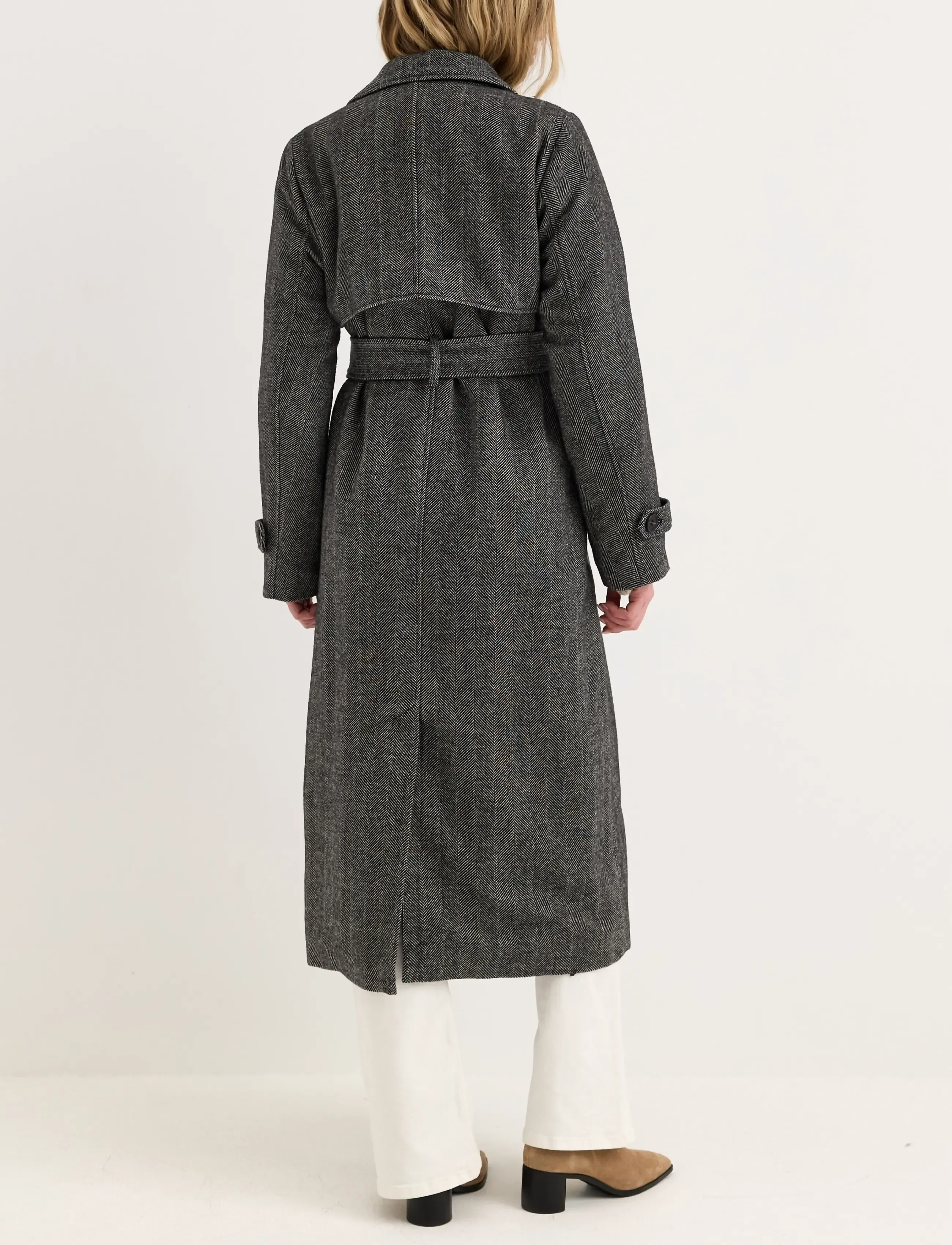 Bubbleroom - Tweed Trench Coat - black/white - 3
