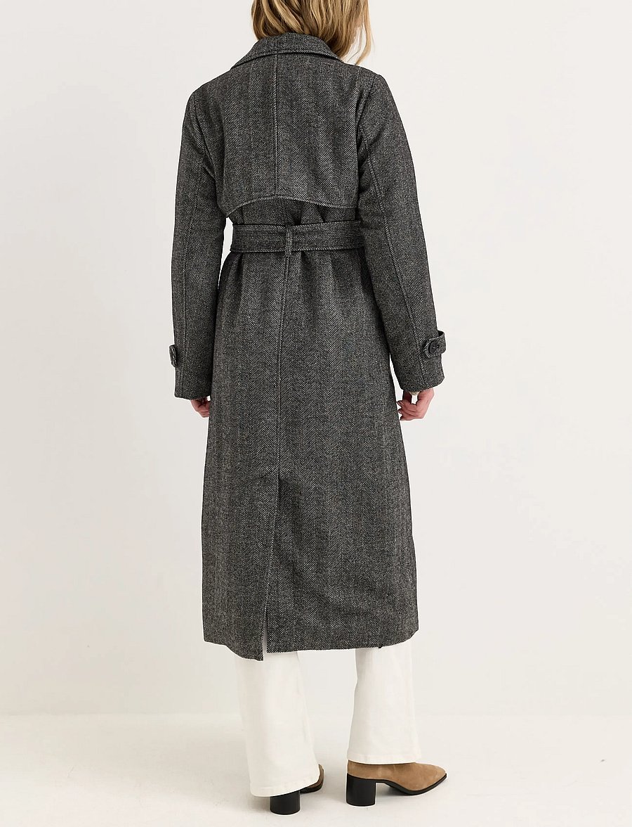 Bubbleroom - Tweed Trench Coat - black/white - 3