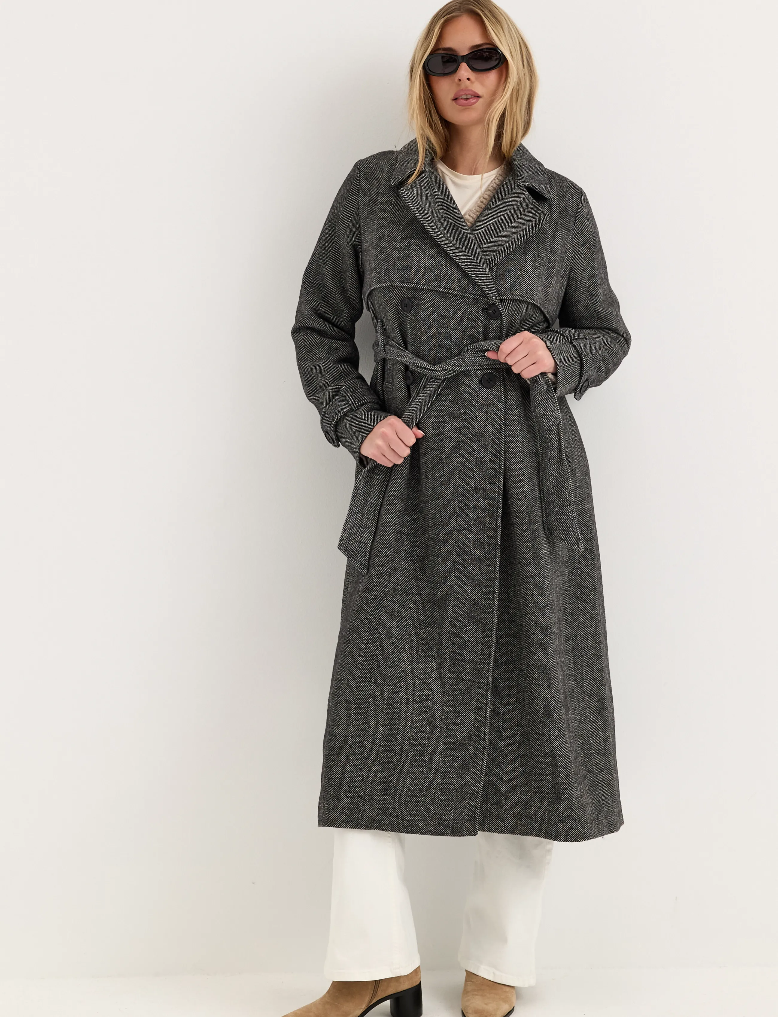 BUBBLEROOM Tweed Trench Coat trenchcoats dam – bild 5