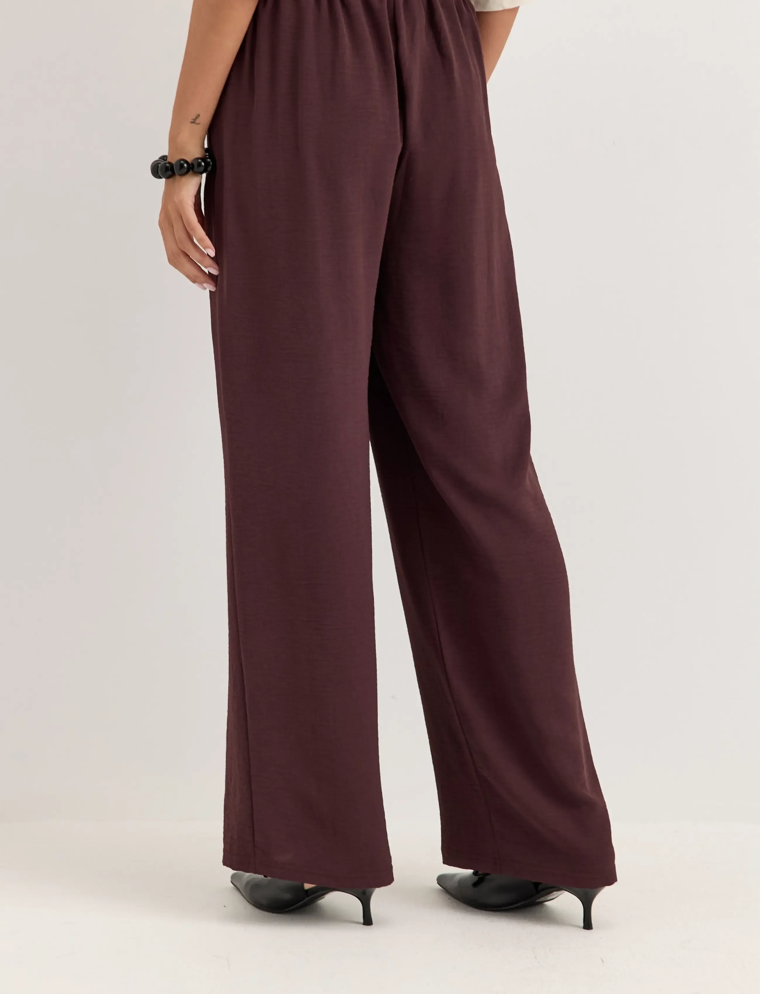 Bubbleroom - Crepe Front Seam Trousers - dark plum - 3