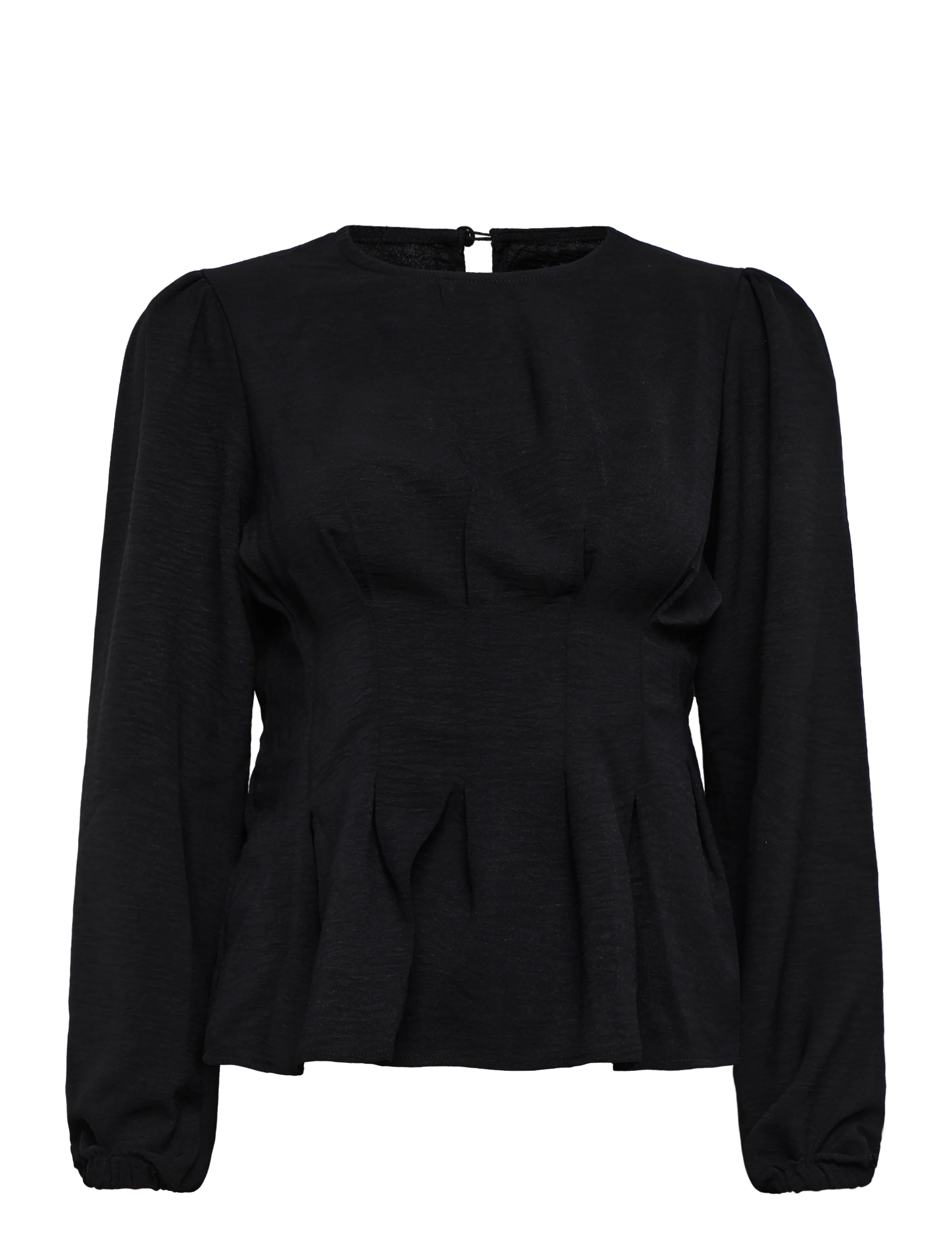 Bubbleroom - Crepe Pleated Blouse - langærmede bluser - black - 1