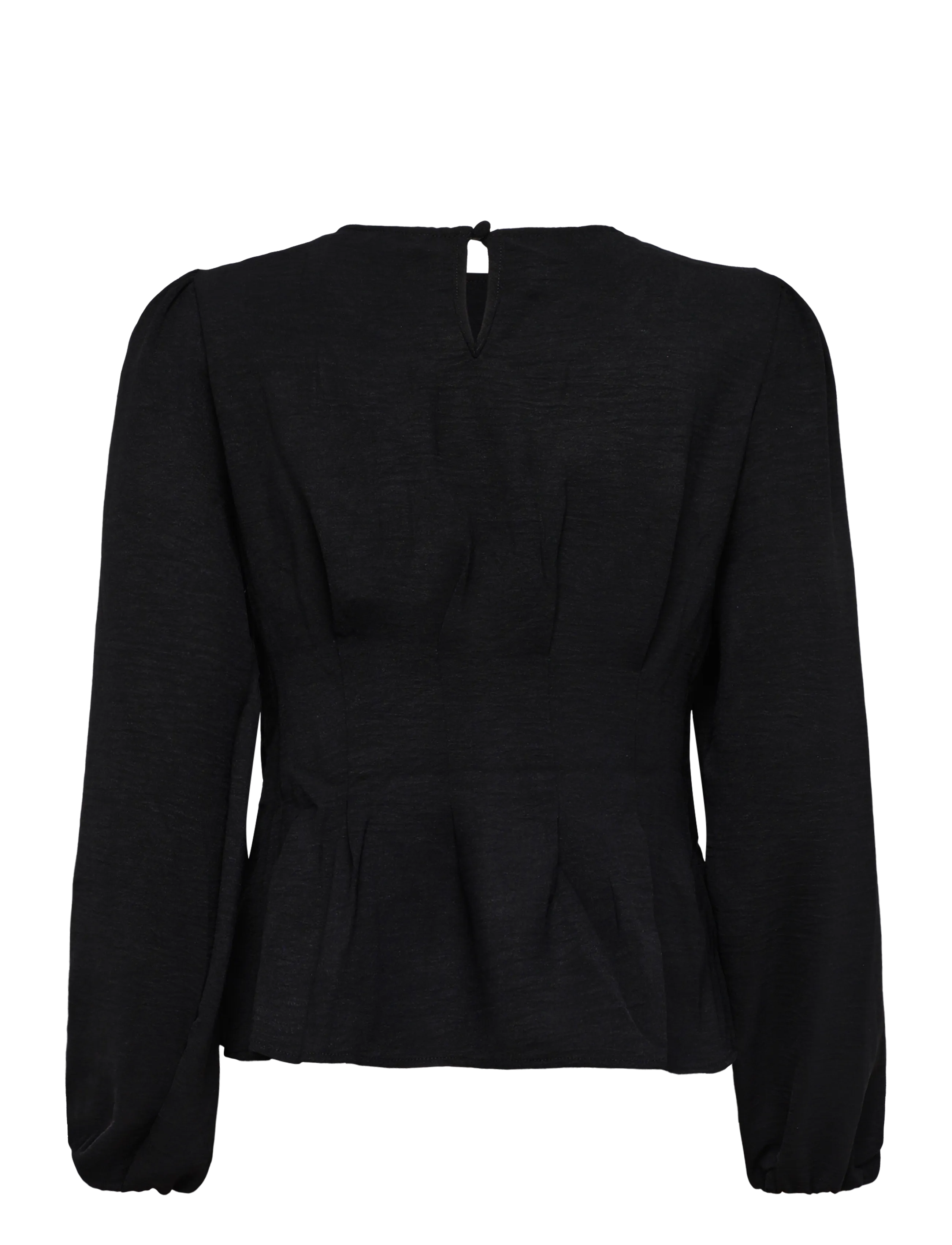 Bubbleroom - Crepe Pleated Blouse - langærmede bluser - black - 2