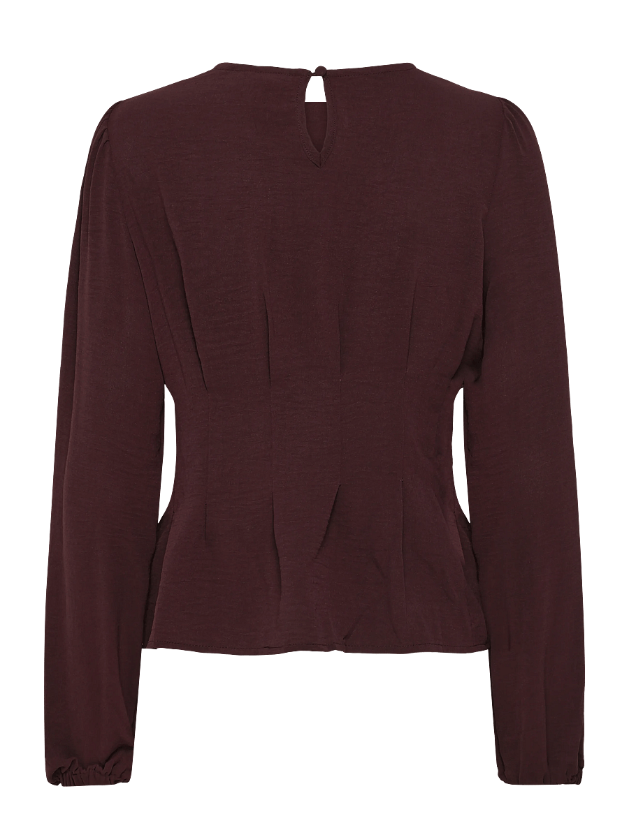 Bubbleroom - Crepe Pleated Blouse - pikkade varrukatega pluusid - dark plum - 2